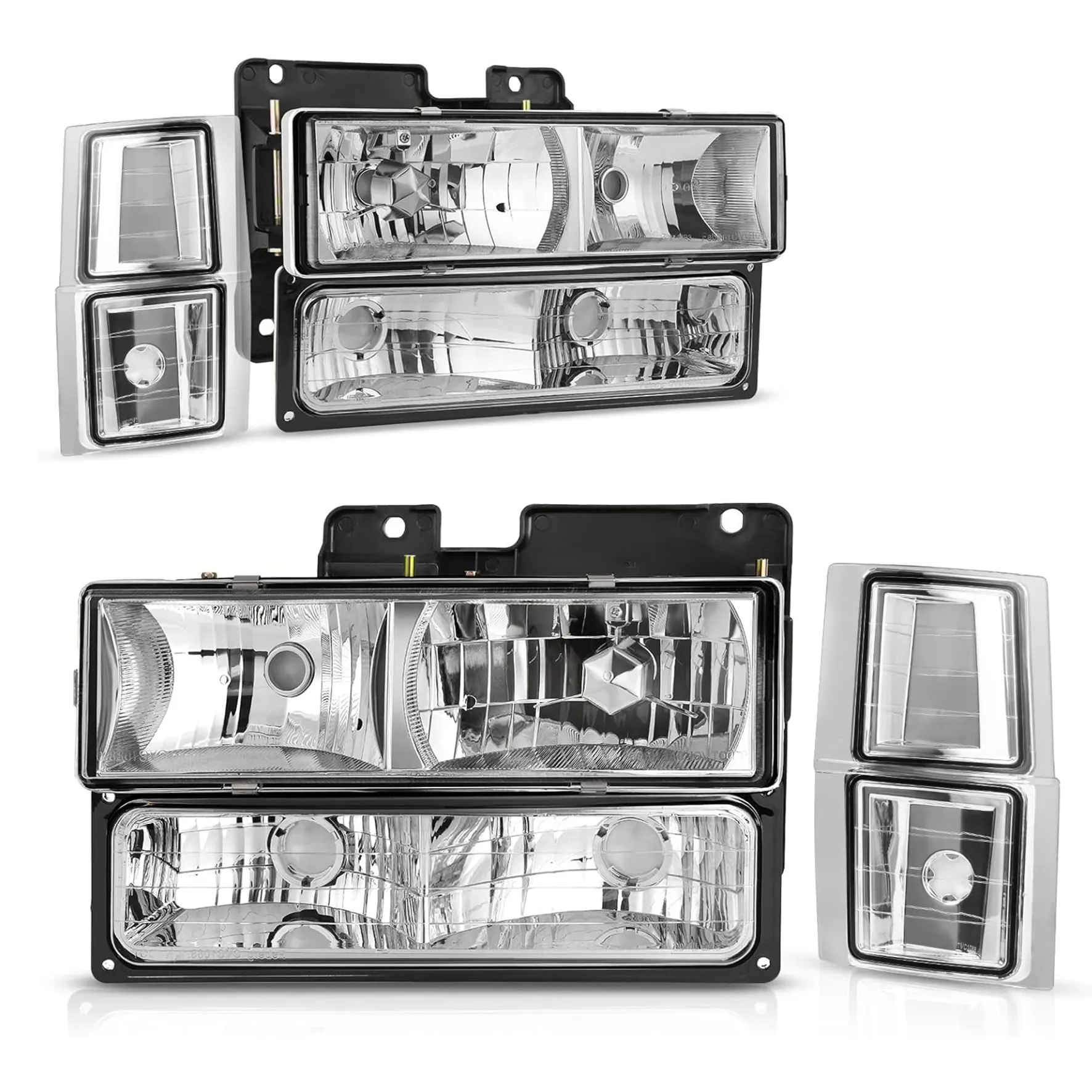 YITAMOTOR® 1994-1999 Chevy C/K Pickup + Corner Lights+ Side Lights Chrome Housing Headlights