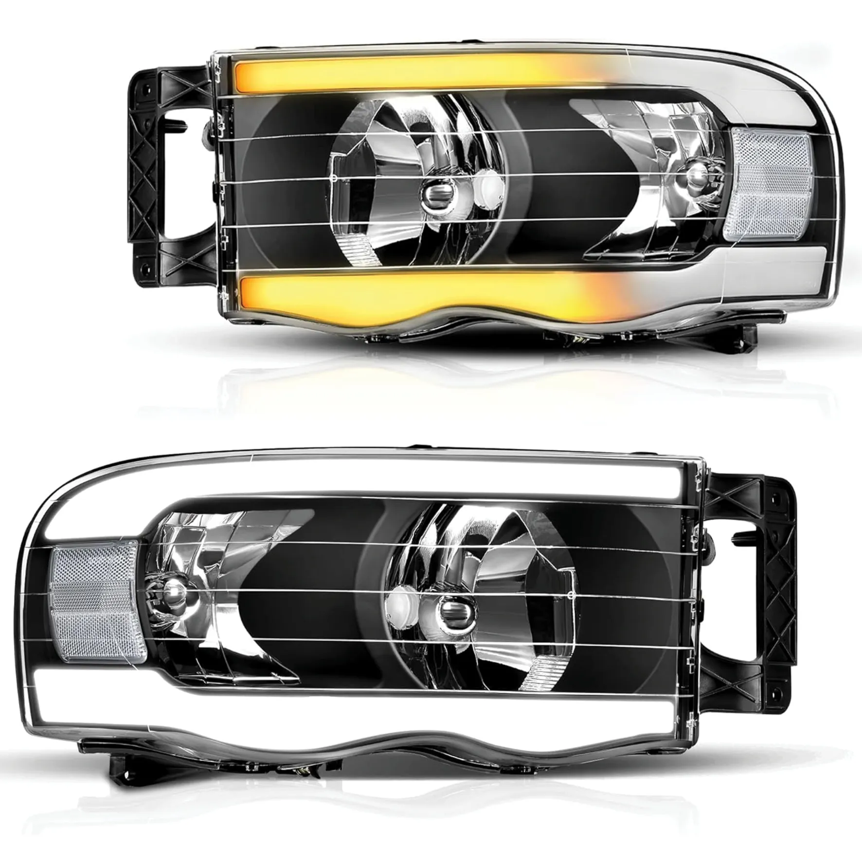 YITAMOTOR Switchback LED DRL Headlights for 2002-2005 Dodge Ram 1500 2003-2005 Ram 2500 3500