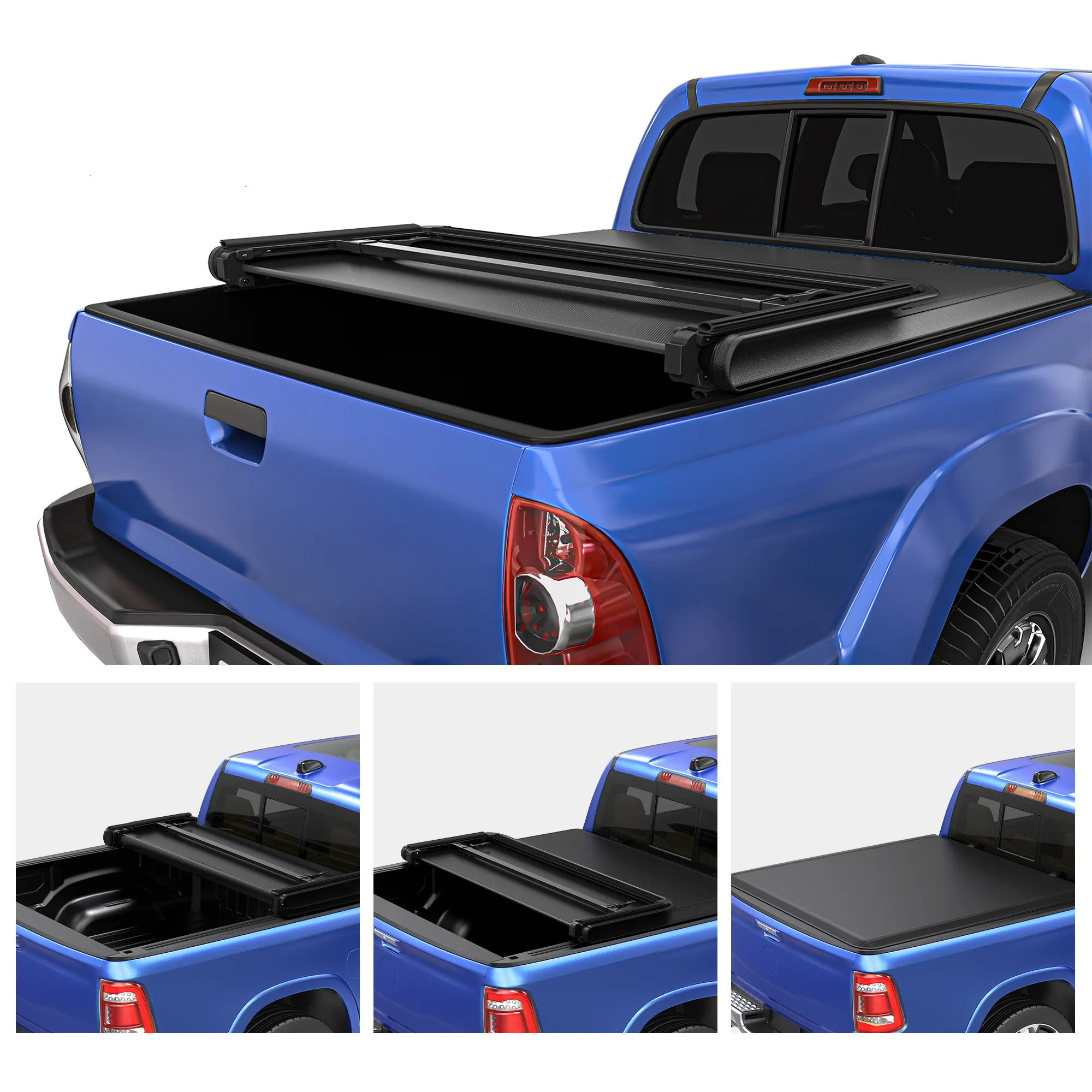 OEDRO® Soft Tri-fold Tonneau Cover Fold Truck Bed Covers Fits for Nissan Titan 2017-2024 with 5.5 Feet Bed Without Titan Box