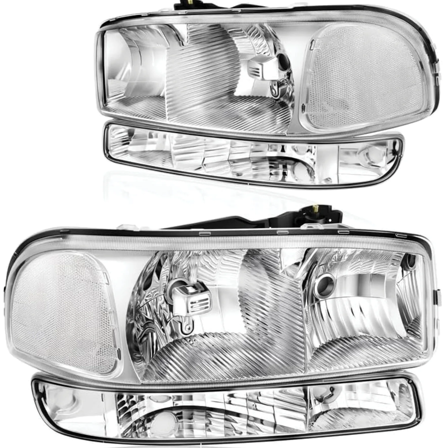 YITAMOTOR Replacement Headlights for 1999-2006 GMC Sierra & Yukon, Chrome Housing Clear Lens