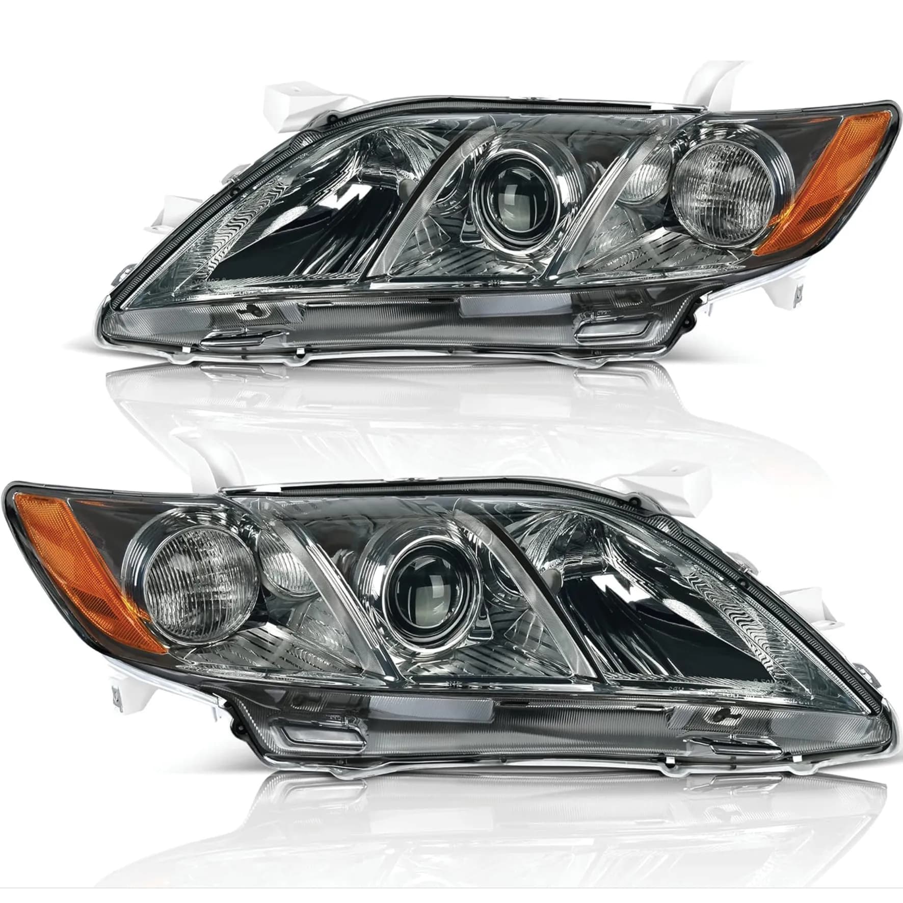 YITAMOTOR Projector Headlights for 2007-2009 Toyota Camry, Chrome Housing Smoke Lens