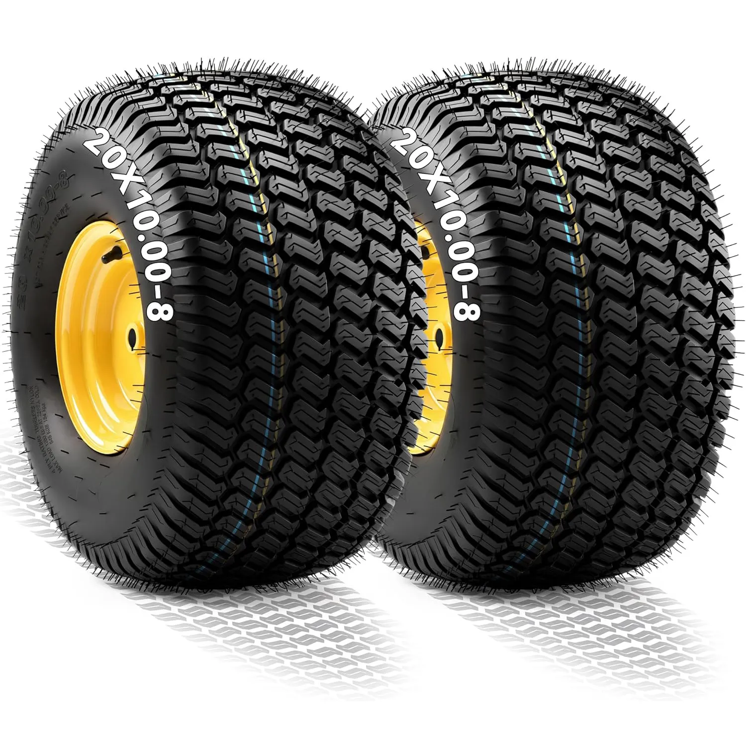 YITAMOTOR 20x10.00-8 Lawn Mower Tires & Wheels, 4 Ply Front Tire Assemblies, 3/4" Bore, 3/16" Keyway, 1200 LBS, 2 Pack