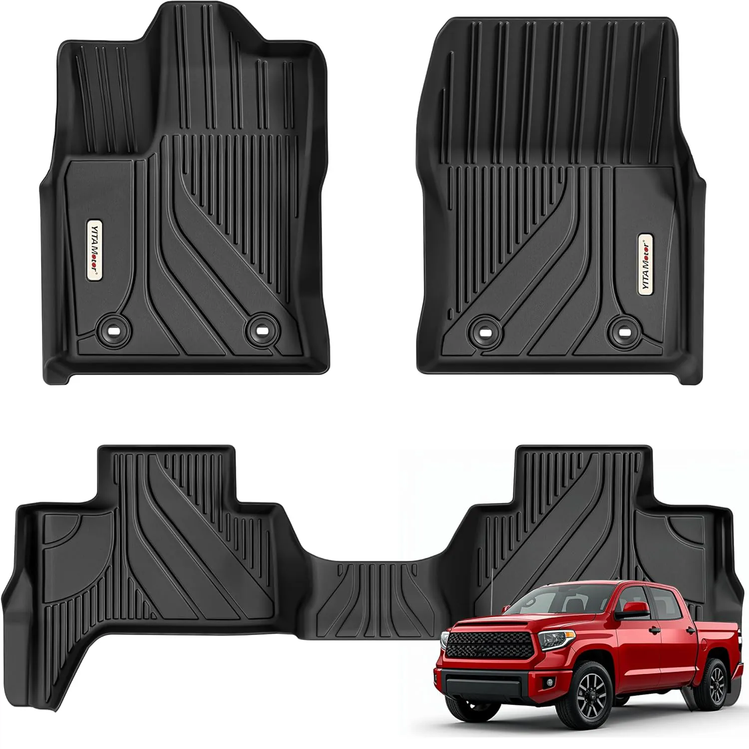 YITAMOTOR Floor Mats for 2022-2026 Toyota Tundra Double Cab, TPE All-Weather Front & Rear Floor Liners