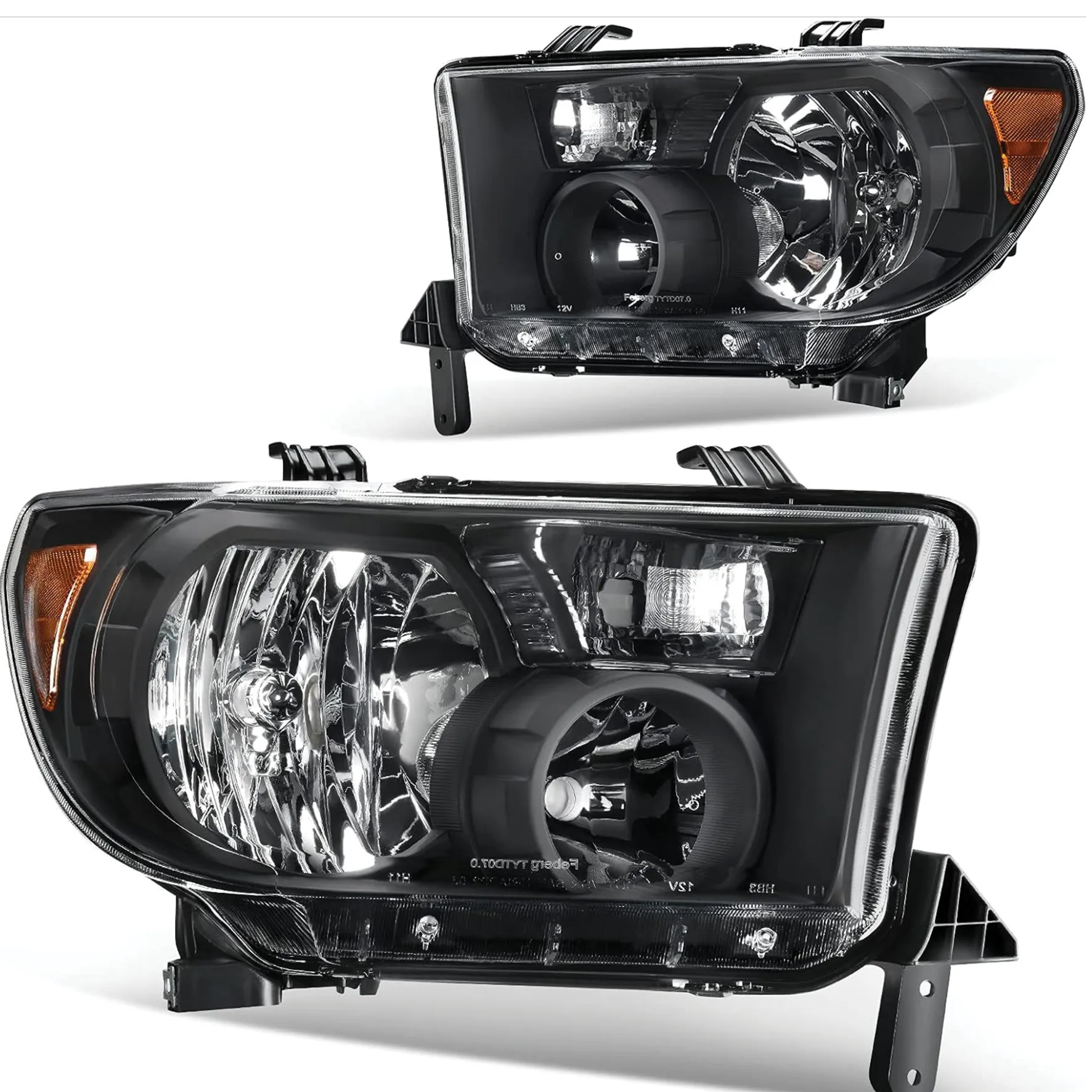 YITAMOTOR Headlights for 2007-2013 Toyota Tundra & 2008-2017 Sequoia, Black Housing Clear Lens, HB3/H11