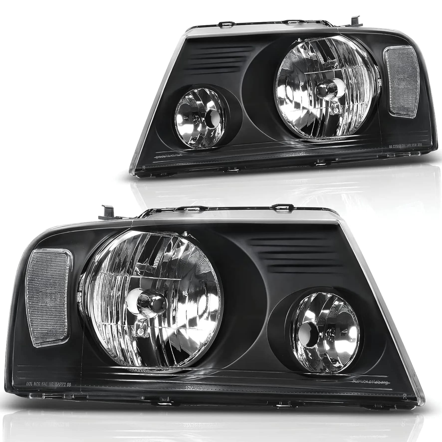 YITAMOTOR® Pair Headlight Assembly for 2004-2008 Ford F150/2006-2008 Lincoln Mark LT Headlight Black Housing Clear Lens