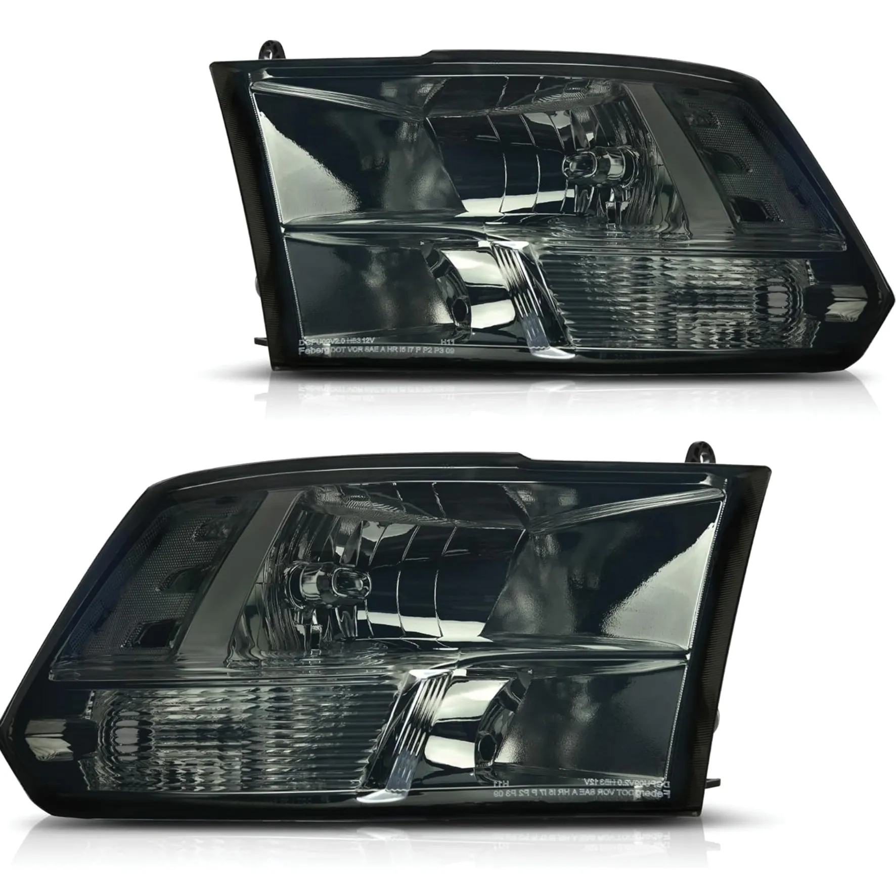 YITAMOTOR Smoke Lens Headlights for 2009-2018 Dodge Ram 1500 & 2010-2018 Ram 2500/3500 Quad Cab, Pair
