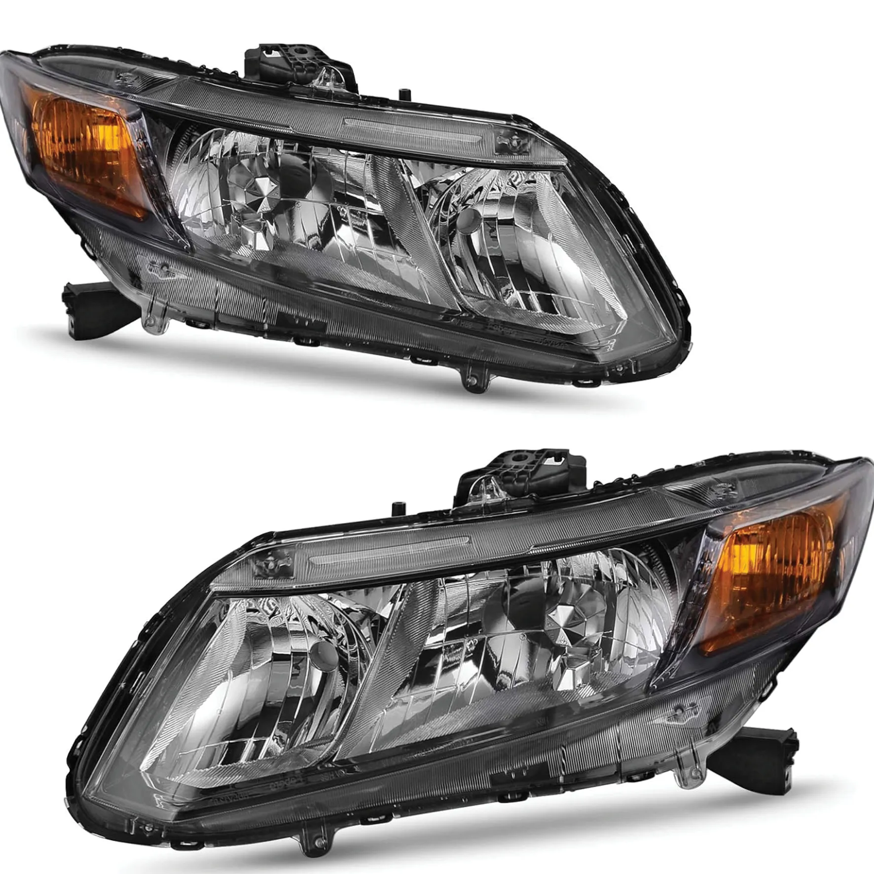 YITAMOTOR Black Housing Headlights for 2012-2015 Honda Civic Sedan & 2012-2013 Coupe, 9005/9006, Pair