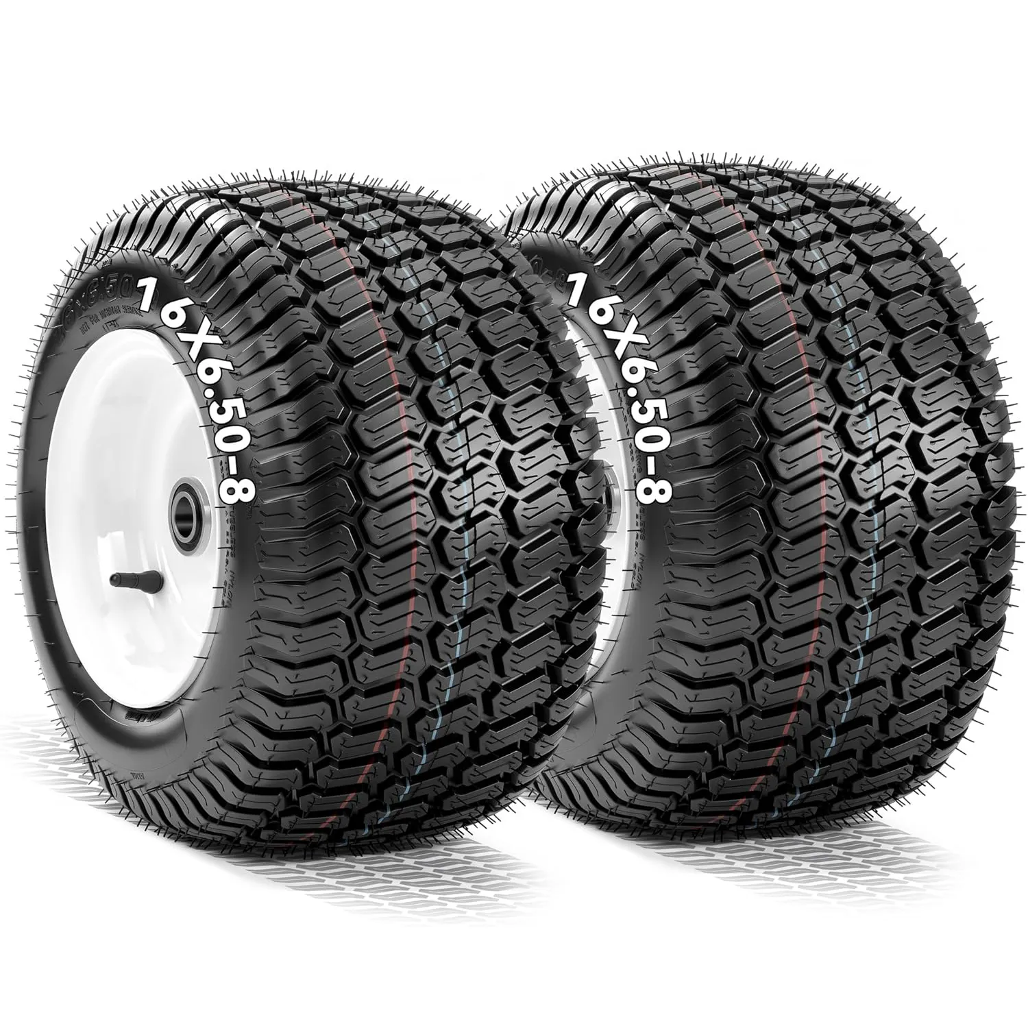 YITAMOTOR 16x6.50-8 Lawn Mower Tires & Wheels, 4 Ply Front Tire Assemblies, 3" Centered Hub, 3/4" Bushings, 620 LBS, 2 Pack
