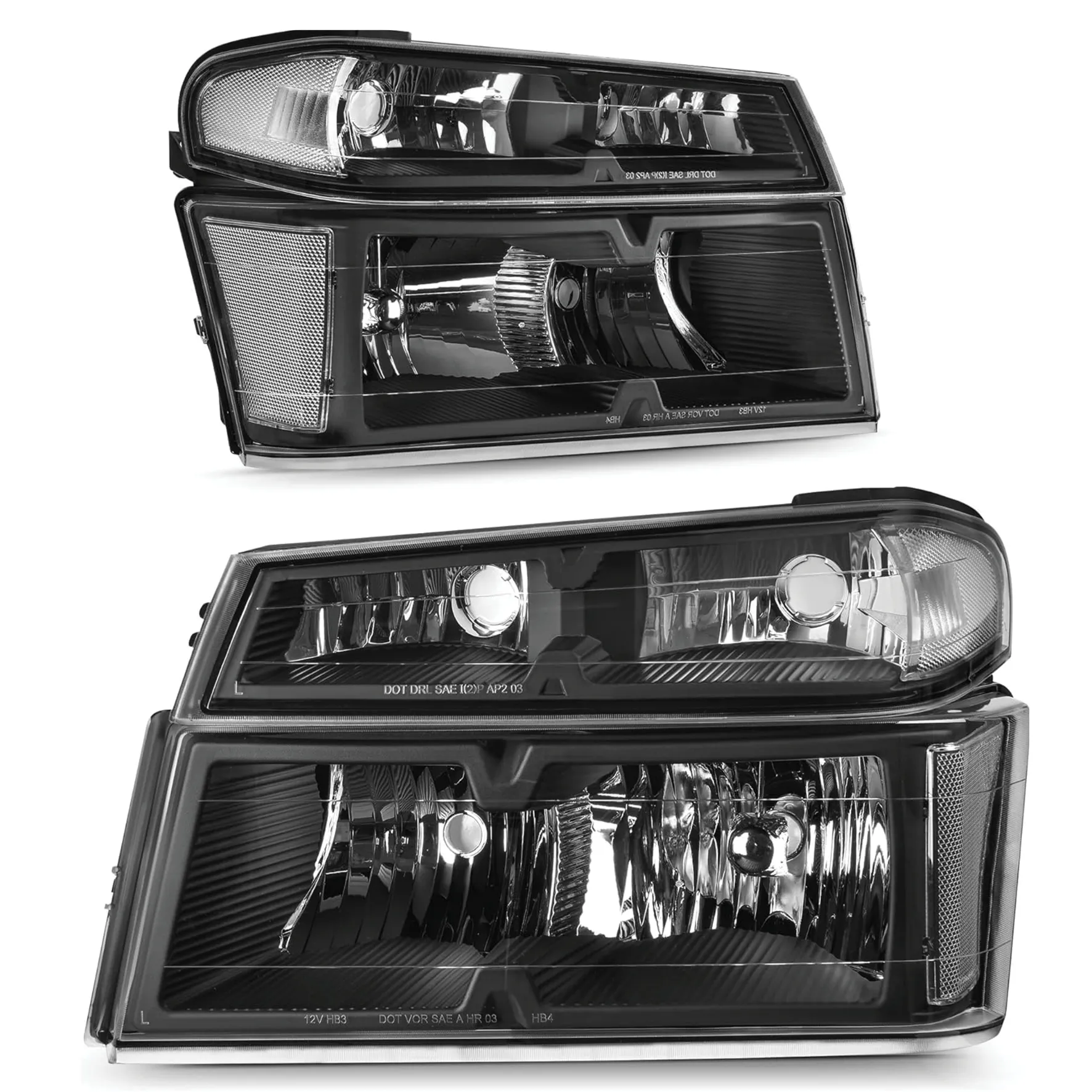 YITAMOTOR Replacement Headlights for 2004-2012 Chevy Colorado & GMC Canyon, 2006-2008 Isuzu i-Series, Black Housing, Driver & Passenger Pair