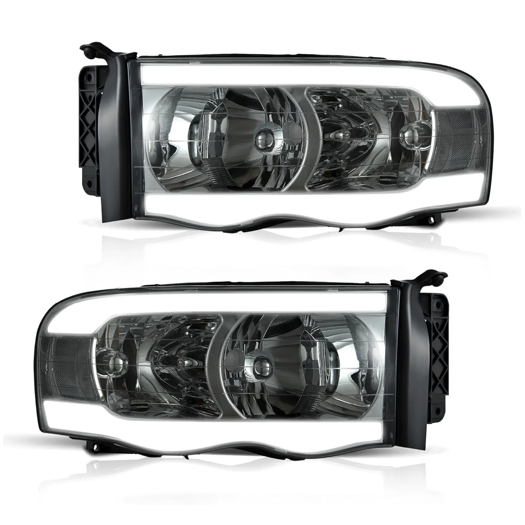 YITAMOTOR LED Tube Headlights for 2002-2005 Dodge Ram 1500 & 2003-2005 Ram 2500/3500, Smoke Lens