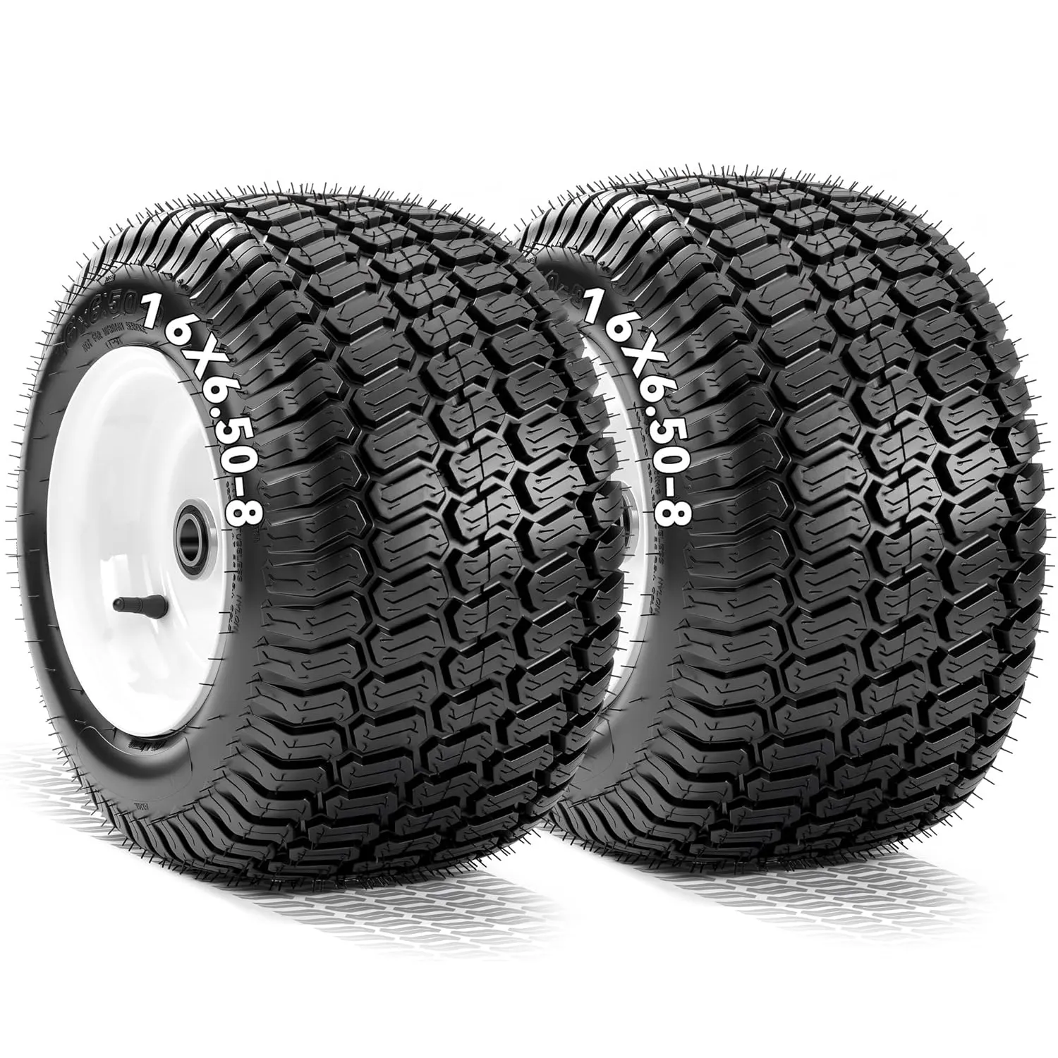 YITAMOTOR 16x6.50-8 Lawn Mower Tires & Wheel Assemblies, 4-Ply Pneumatic Front Tires for Lawn Tractors & Riding Mowers, 4" Centered Hub, 0.984" Bushin