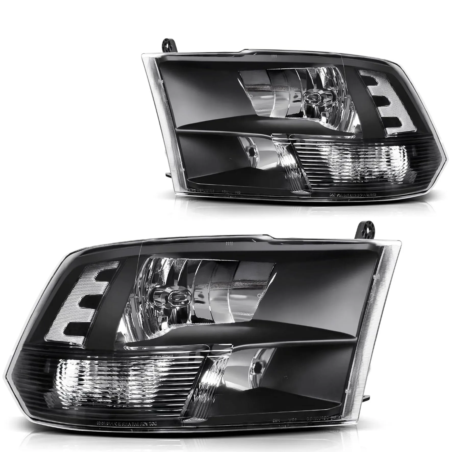 YITAMOTOR Black Housing Headlights for 2009-2018 Dodge Ram 1500 & 2010-2018 Ram 2500/3500 Quad Models