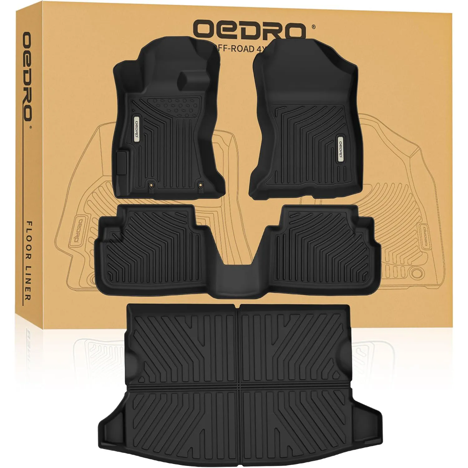 OEDRO Floor Mats Liners All-Weather TPE Cargo Mat for 2018-2023 Subaru Crosstrek/Subaru Impreza 1st, 2nd and 3 Row Liners