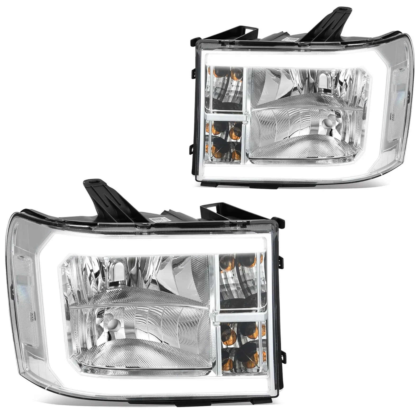YITAMOTOR LED DRL Headlight Assembly for 2007-2013 GMC Sierra 1500 & 2007-2014 Sierra 2500 HD 3500 HD, Chrome Housing Clear Lens