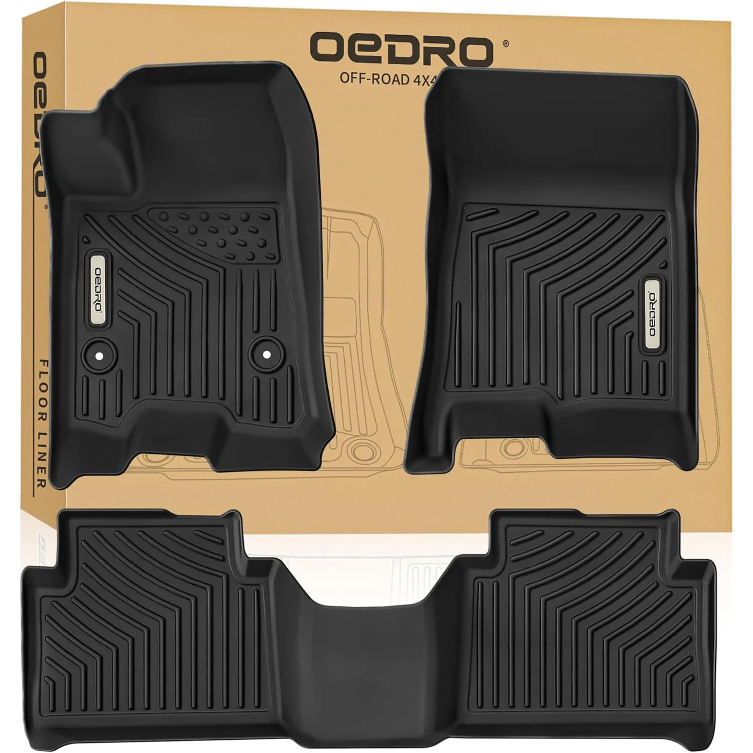 OEDRO Floor Mats Compatible for 2023-2026 Chevy Colorado Crew Cab/GMC Canyon Crew Cab, TPE All-Weather Guard Includes 1st and 2nd Row Liners Mat