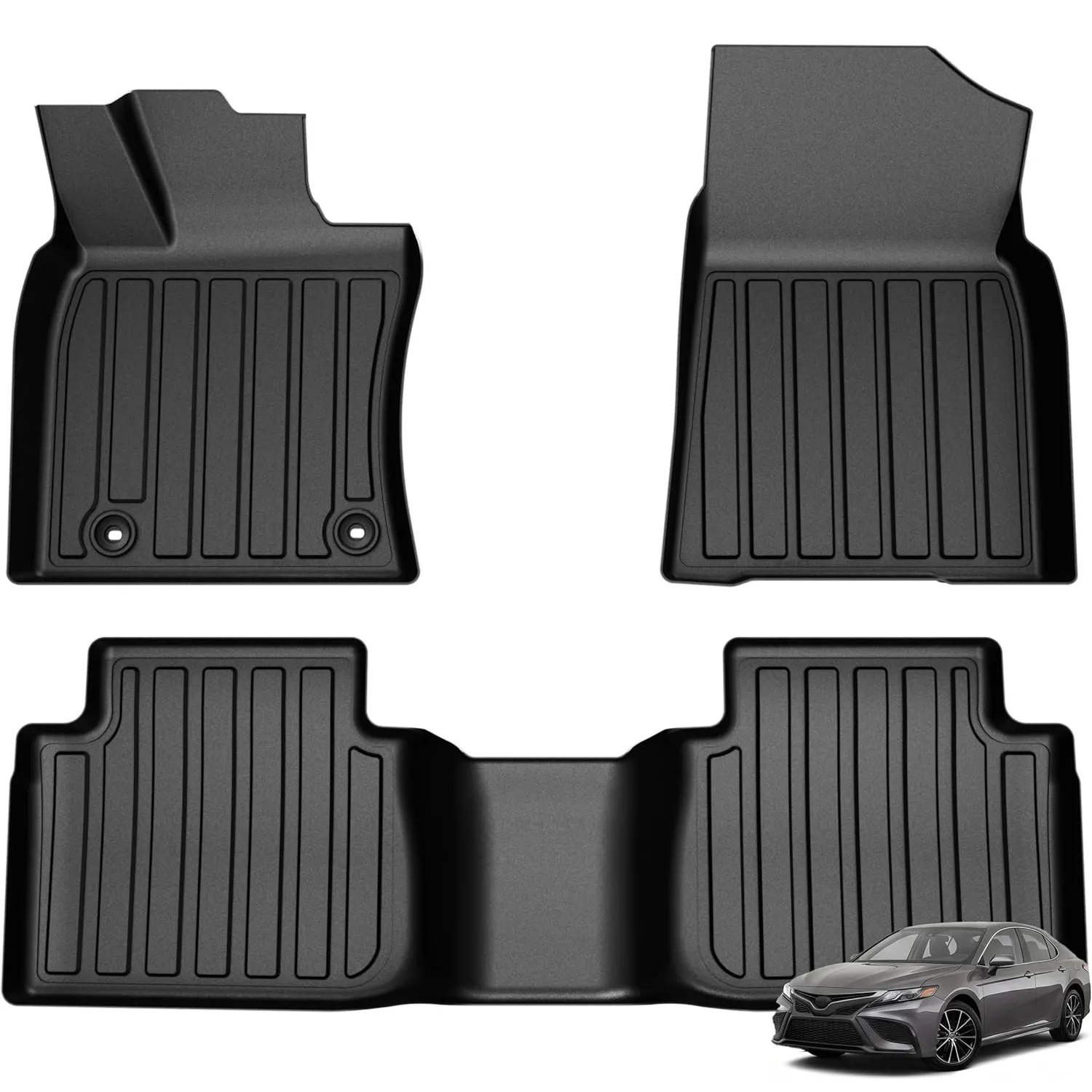 YITAMOTOR Floor Mats for Toyota Camry 2018-2024 | All Weather TPE Custom Fit - 1st & 2nd Row