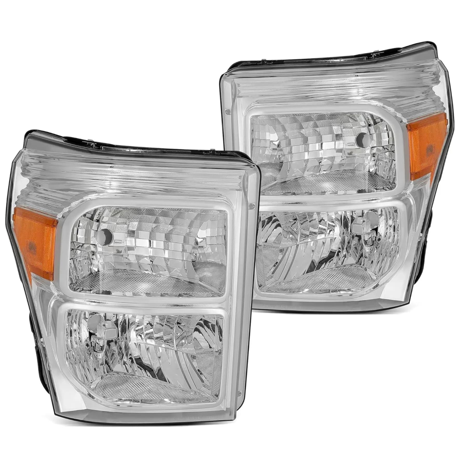 YITAMOTOR Headlights Assembly for 2011-2016 Ford F-250 F-350 F-450 F-550 Super Duty | Chrome, Amber Reflector