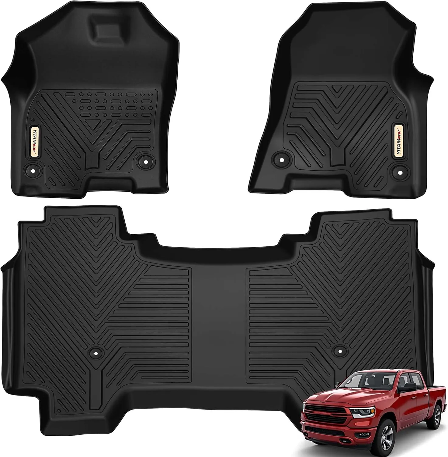 YITAMOTOR Floor Mats for 2019-2024 Ram 1500 Crew Cab | TPE Liners