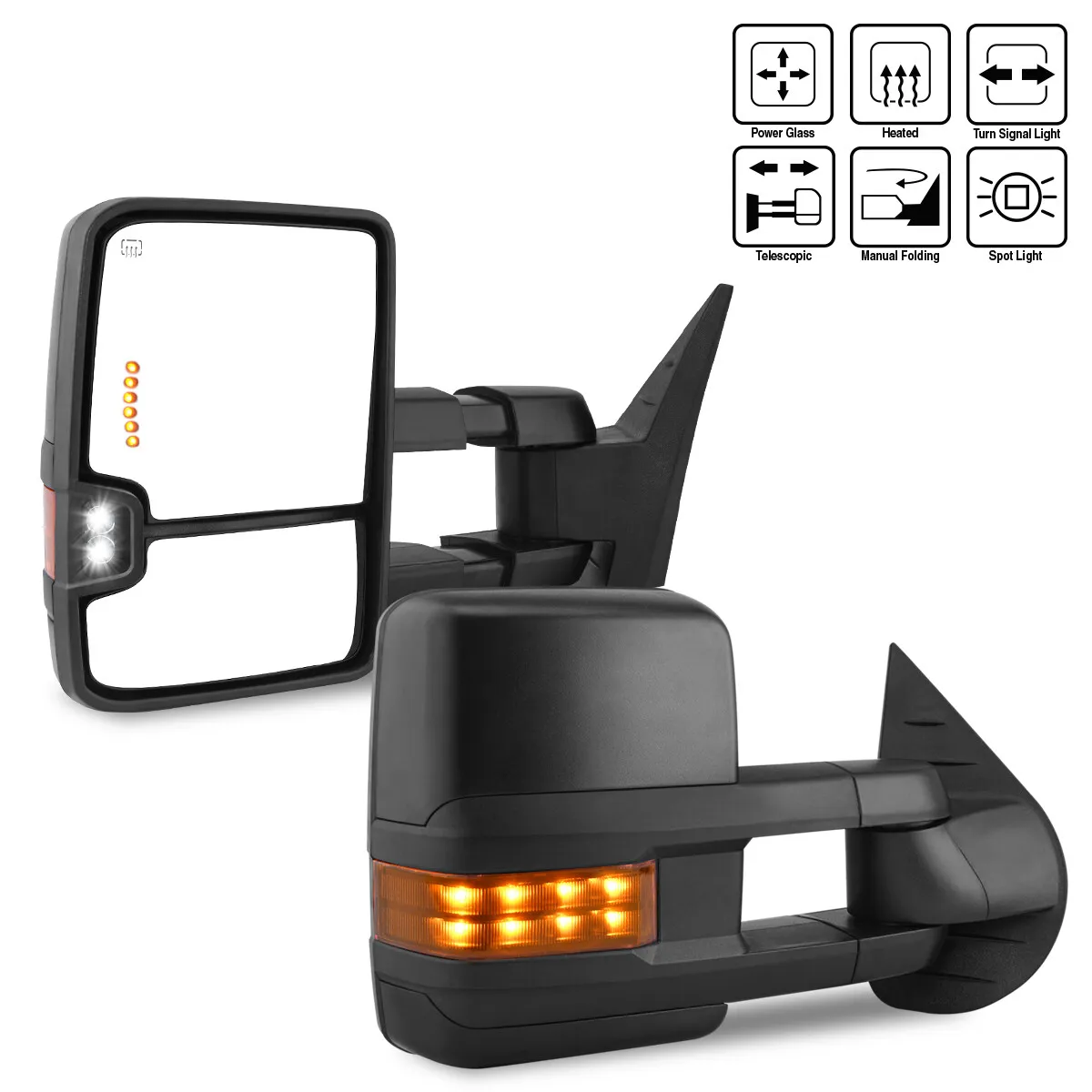 YITAMOTOR Tow Mirrors for 2007-2014 Chevy Silverado | Power Heated LED