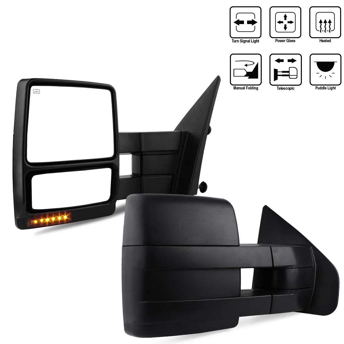 YITAMOTOR Tow Mirrors for 2007-2014 Ford F150, Heated LED Signal, Pair