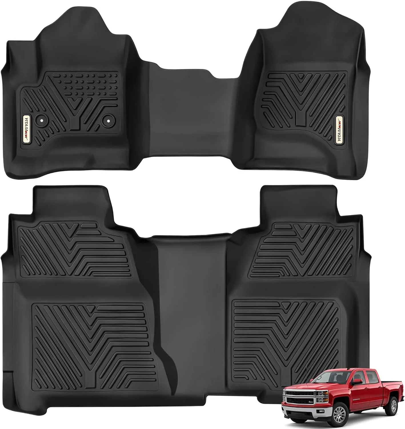 YITAMOTOR Floor Mats for 2014-2018 Silverado/Sierra Crew Cab | TPE Liners