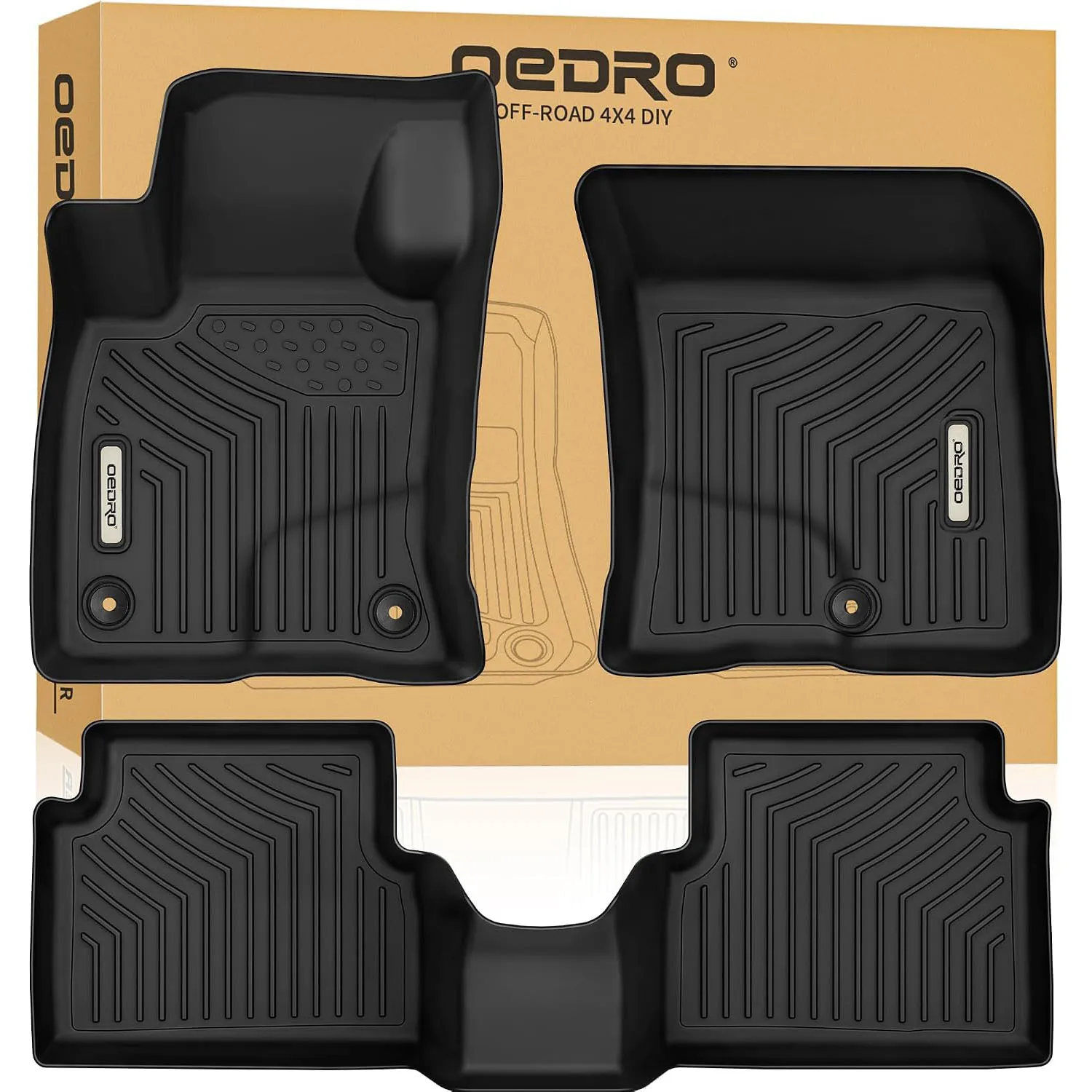 OEDRO® Floor Mats for 2022-2025 Ford Maverick Crew Cab (Not fit Hybrid), Black TPE All-Weather Guard Floor Liner