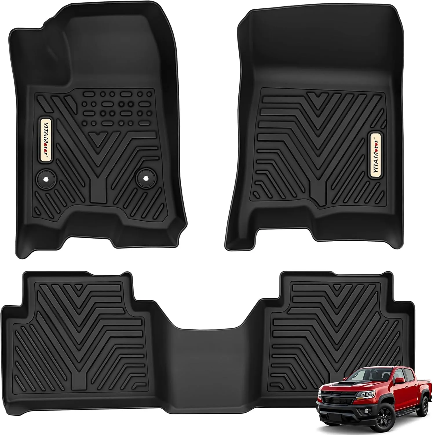 YITAMOTOR Floor Mats for 2023-2026 Chevy Colorado & GMC Canyon | TPE All-Weather