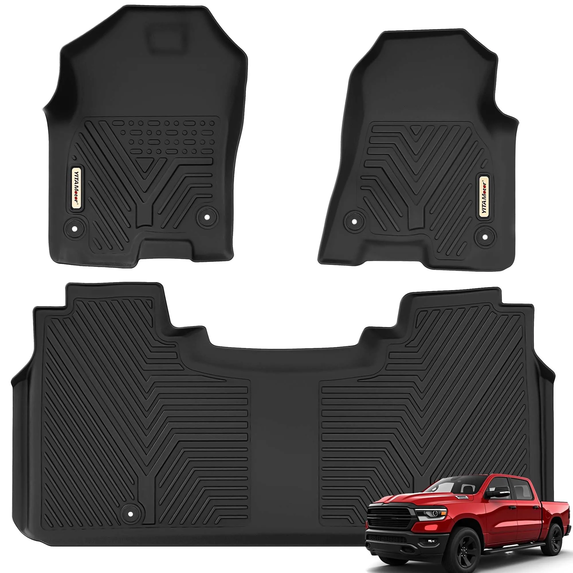 YITAMOTOR Floor Mats for 2019-2024 Ram 1500 Crew Cab | TPE All-Weather
