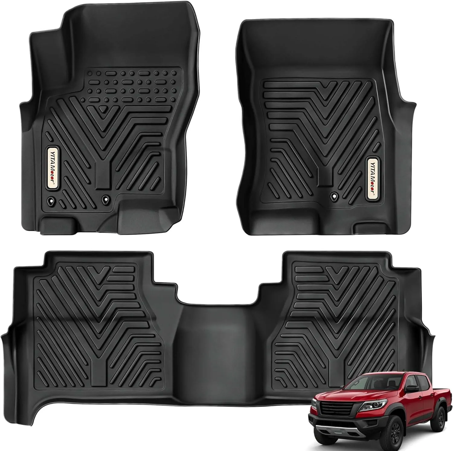 YITAMOTOR Floor Mats for 2008-2021 Nissan Frontier Crew Cab, TPE Liners
