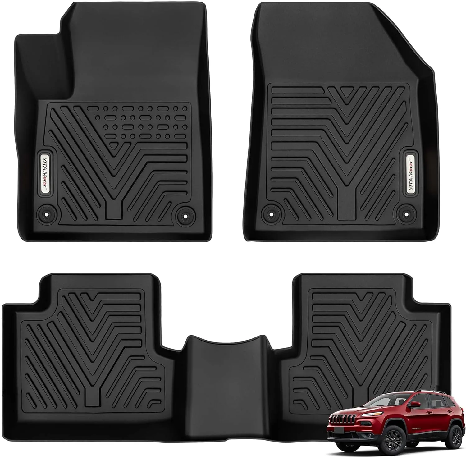 YITAMOTOR Floor Mats for 2015-2023 Jeep Cherokee, Custom Fit TPE Liners