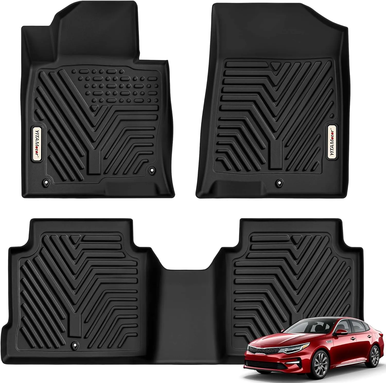 YITAMOTOR Floor Mats for Kia Optima 2016-2020 Hyundai Sonata 2015-2019 TPE Liners