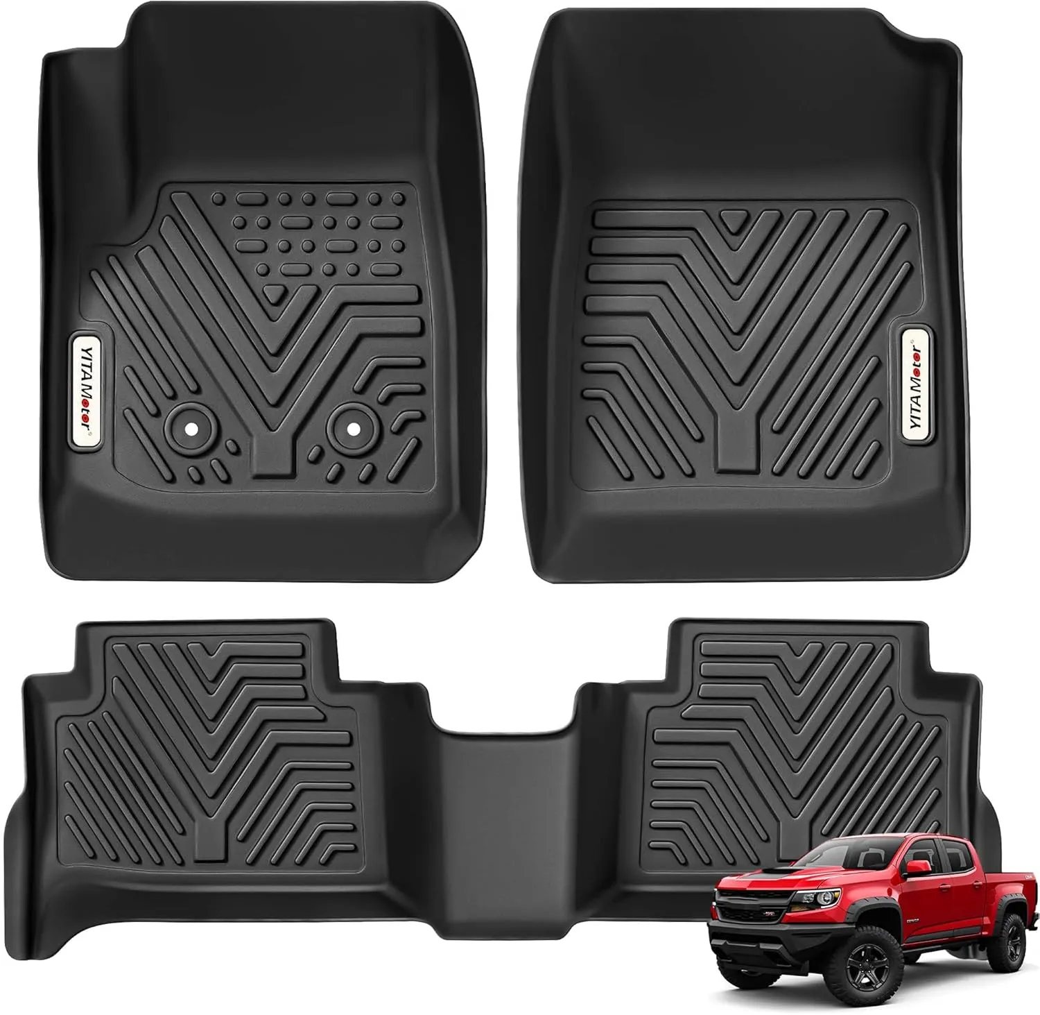 YITAMOTOR Floor Mats for 2015-2022 Colorado & Canyon Crew Cab, TPE Liners