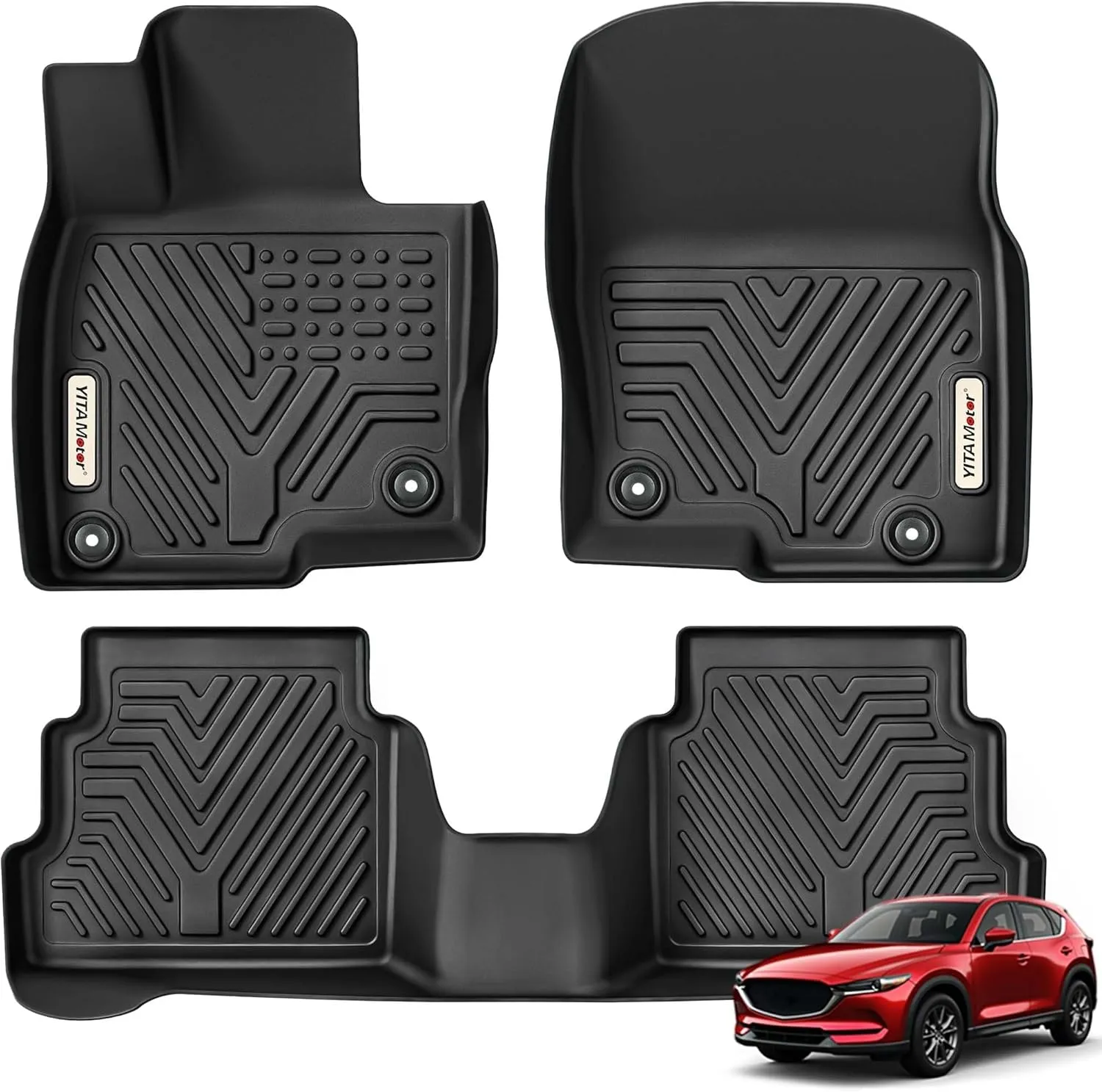 YITAMOTOR All-Weather TPE Floor Mats for 2017-2025 Mazda CX-5 | Custom Fit 1st & 2nd Row Floor Liners
