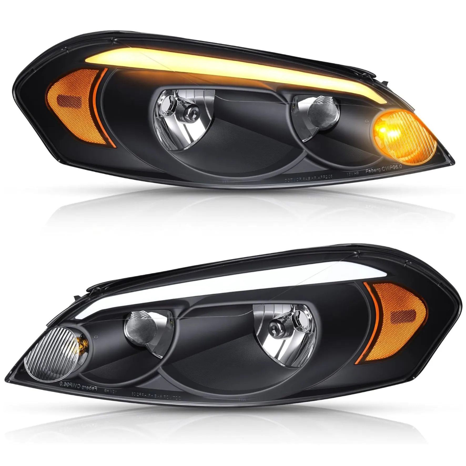 LED DRL Headlight Assembly for 2006–2016 Chevy Impala & Monte Carlo | Black Housing | YITAMOTOR