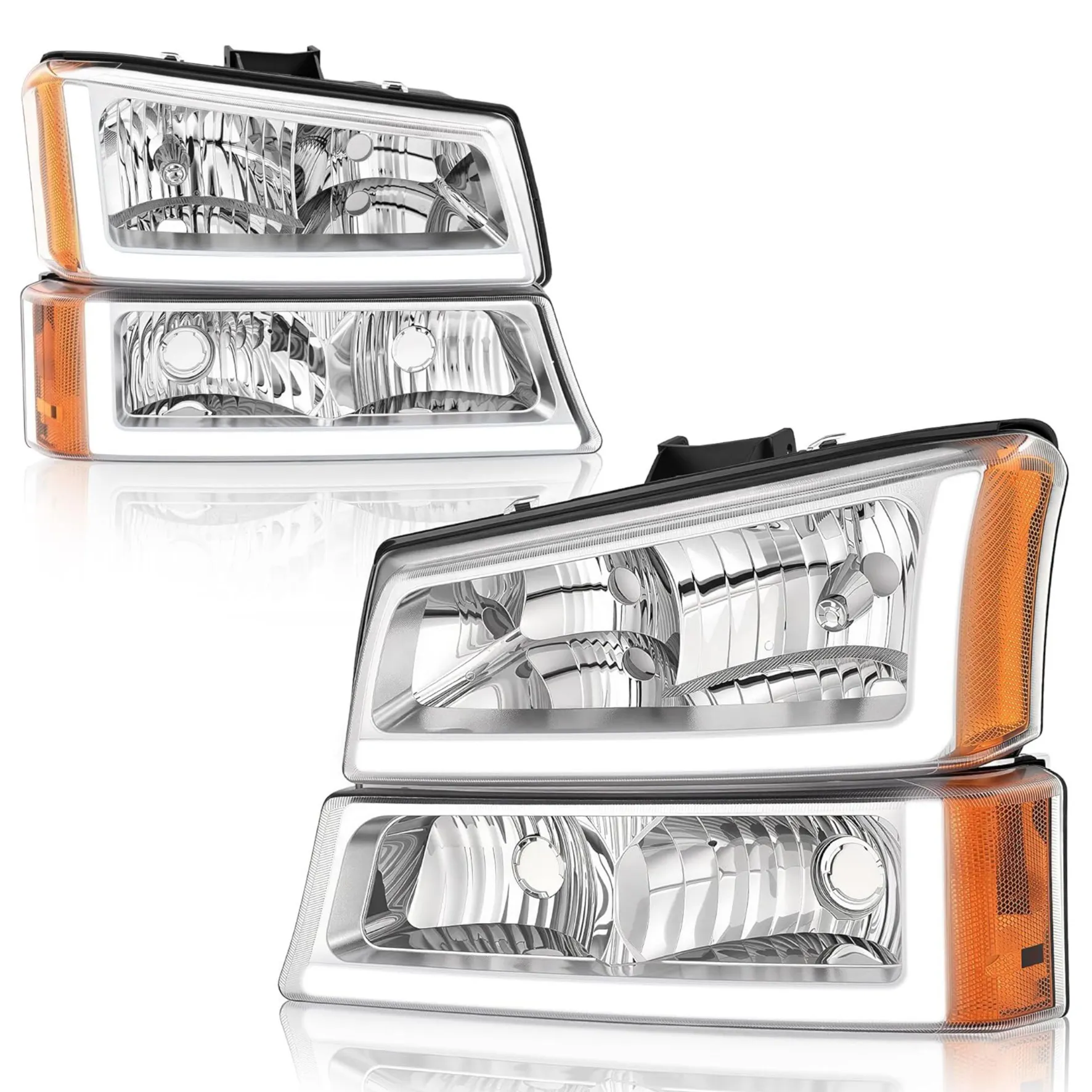 YITAMOTOR LED DRL Headlights for 2003-2006 Chevy Silverado | Chrome Housing