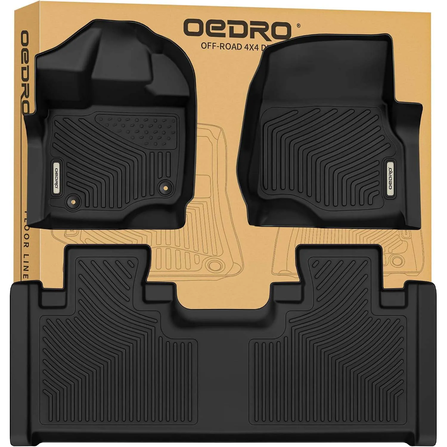 OEDRO® Floor Mats for 2015-2026 Ford F150 F-150 Super Cab Bucket Seat, Unique Black TPE All-Weather Guard Floor Liner