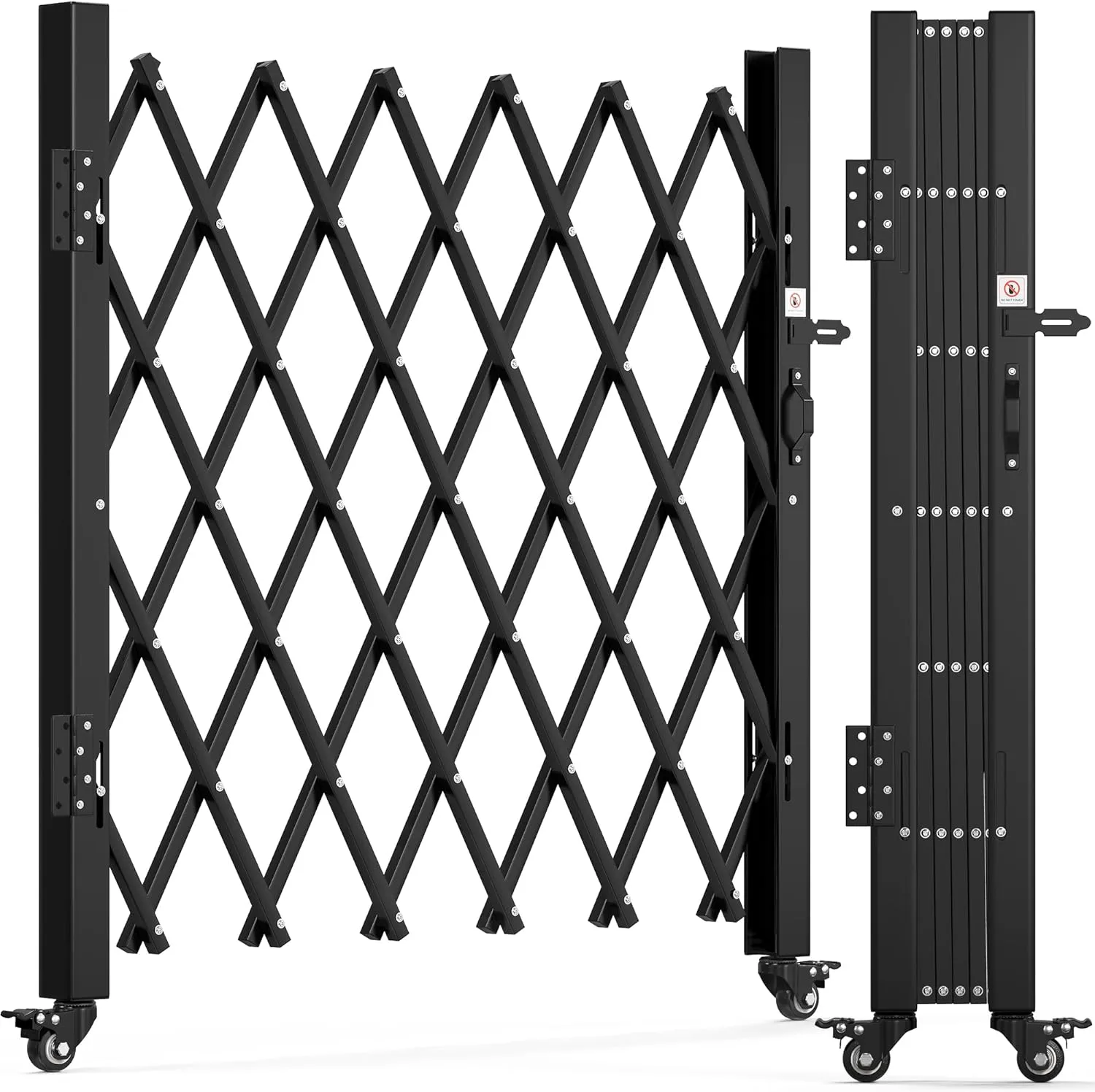YITAMOTOR 50" H x 75" W Folding Security Gate, Steel Accordion Scissor Gate with 360° Rolling Casters, Padlock & Aluminum Alloy Mesh