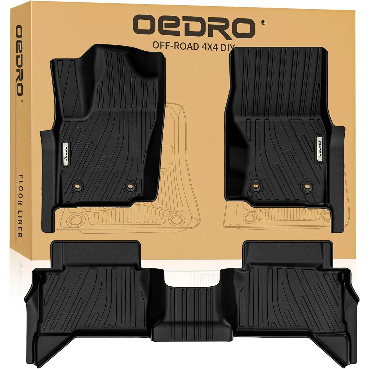 Floor Mats for Toyota Tacoma Double Cab 2024-2026 Auto Trans W/ Under-Seat Storage (NOT for Hybrid), Custom Fit TPE All Weather Floor Liners Full Set
