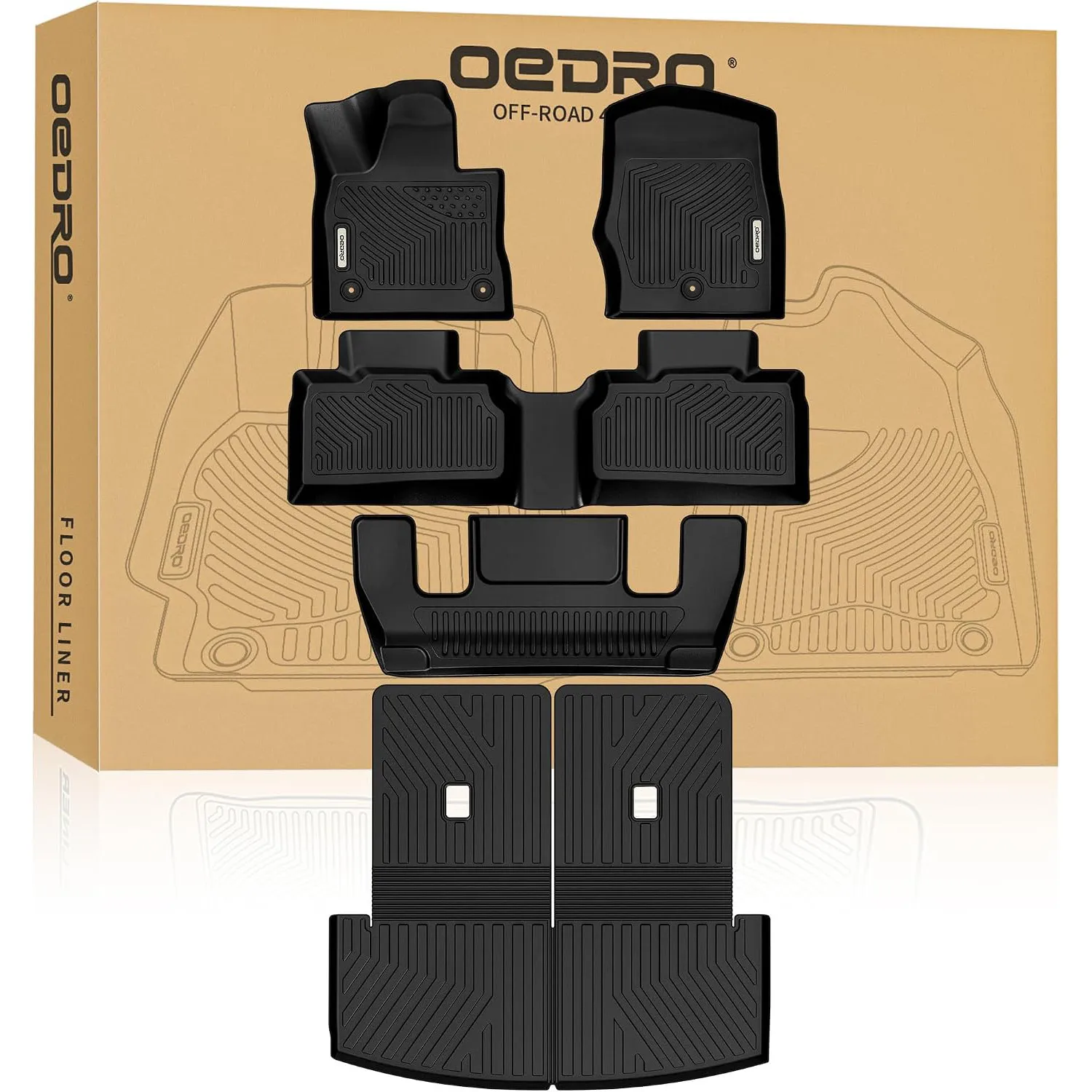 OEDRO Floor Mats Liners for 2020-2026 Ford Explorer 6/7-Seater TPE All Weather Odorless Anti-Slip Back Seat Protector Full Mat Set