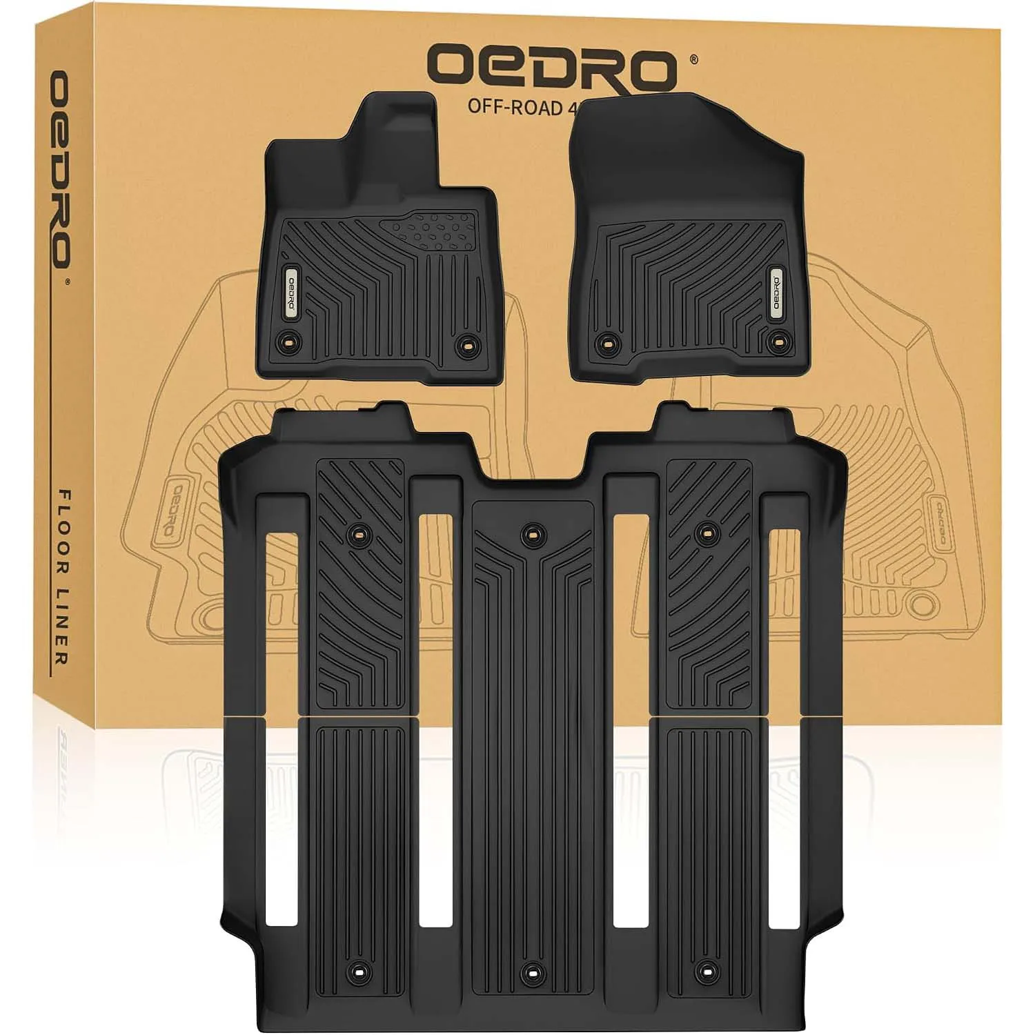 OEDRO® Floor Mats for 2021-2025 Toyota Sienna (Only for 7 Seat), Custom Fit TPE All Weather Car Floor Liners
