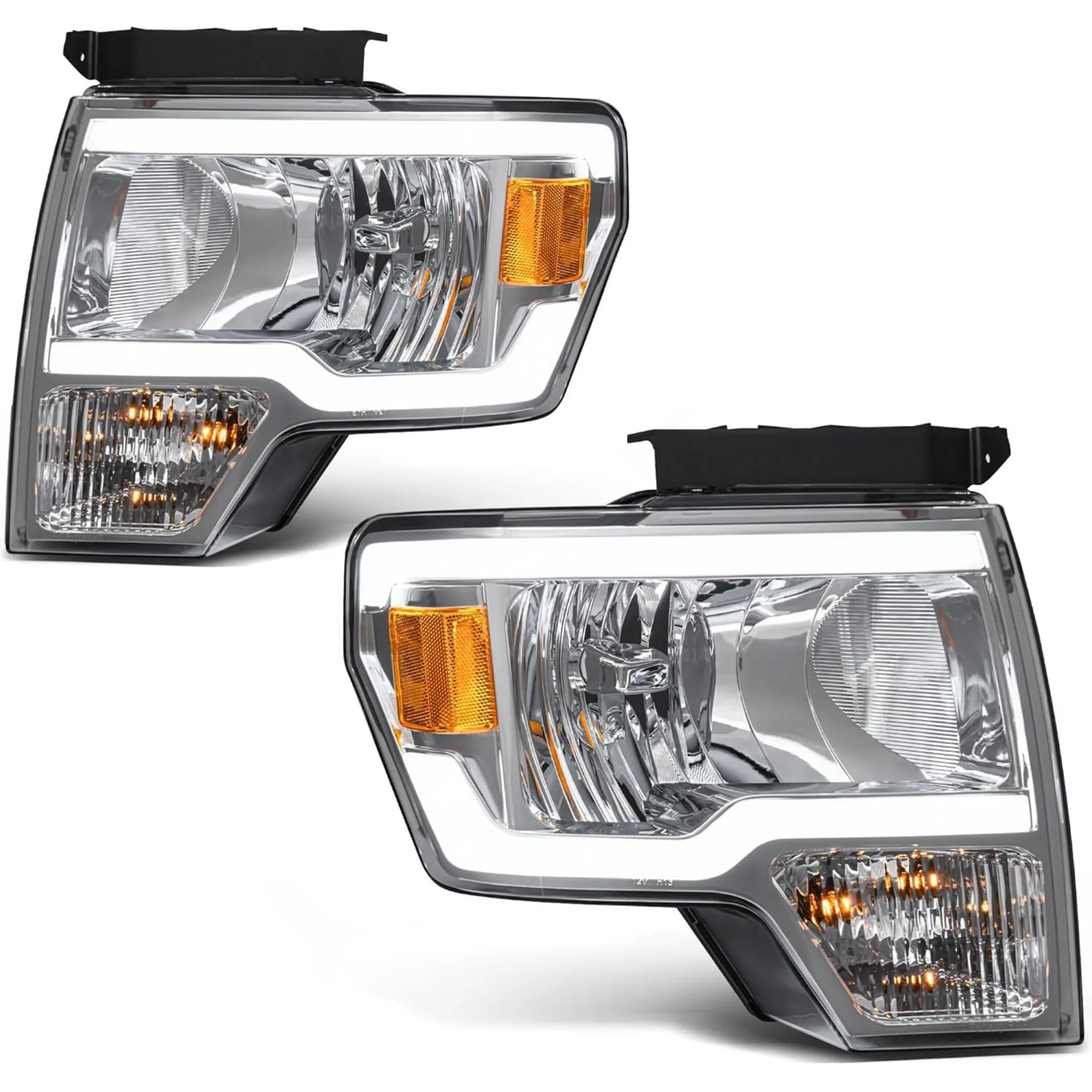 YITAMOTOR LED DRL Headlights for 2009-2014 Ford F150 | Halogen Models | Chrome