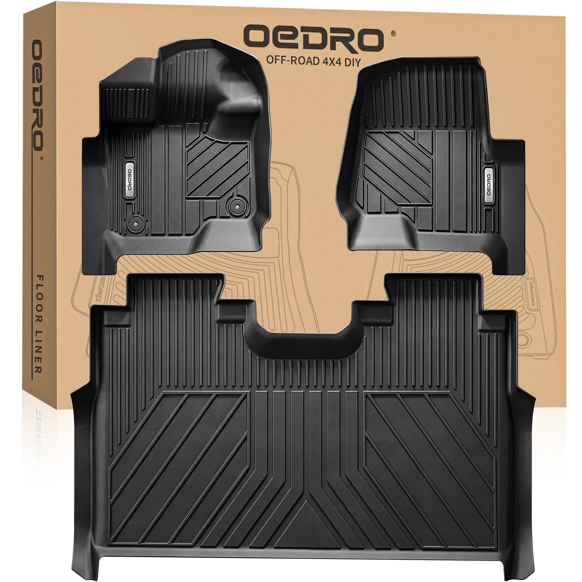 OEDRO Floor Mats for 2015-2026 Ford F150 SuperCrew Cab/ 2022-2026 F-150 Lightning SuperCrew Cab 1st & 2nd Front Row and Rear Floor Liner