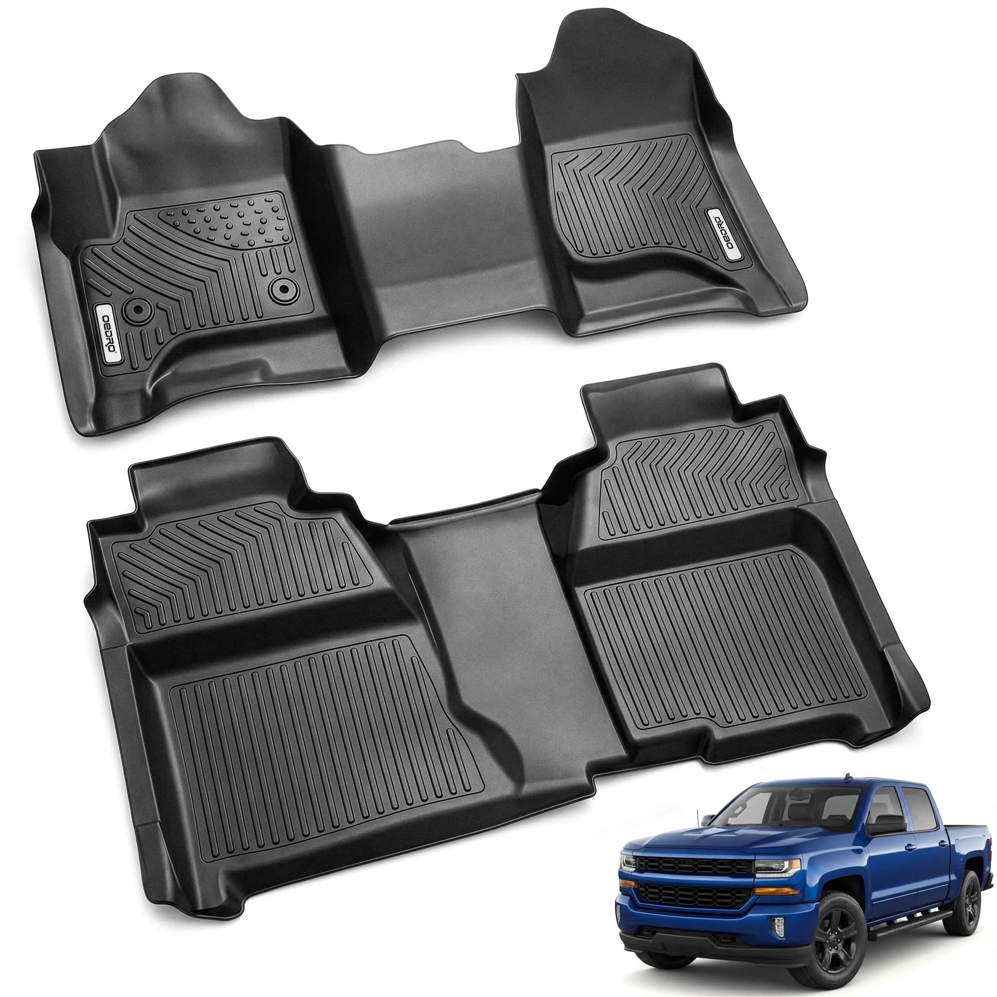 OEDRO Floor Mats Fit for 2014-2018 Silverado/Sierra 1500, 2015-2019 2500HD/3500HD Crew Cab, with 1st Row Bench Seat