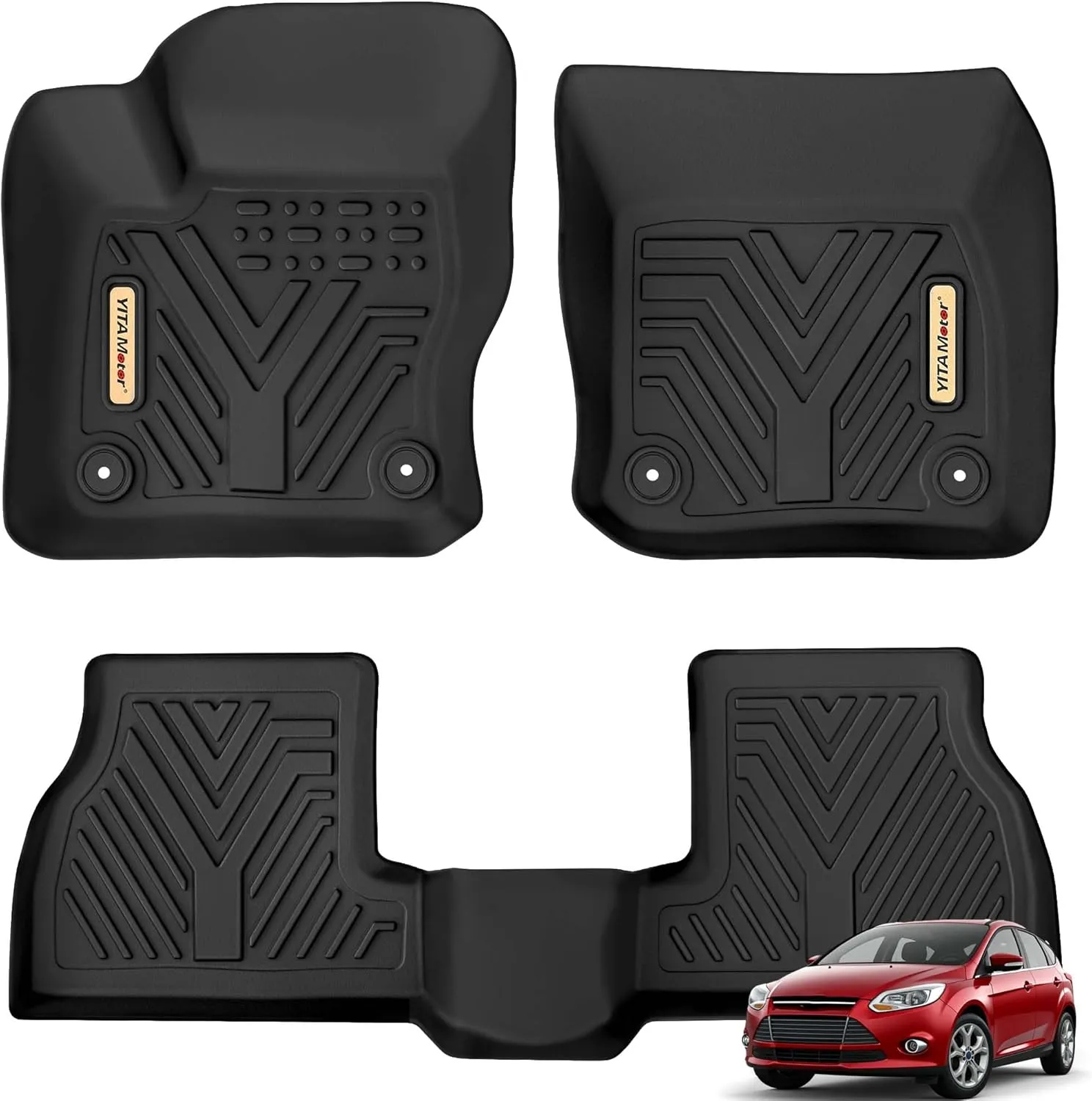 YITAMOTOR Floor Mats for Ford Focus 2012-2018 All Weather TPE Floor Liners