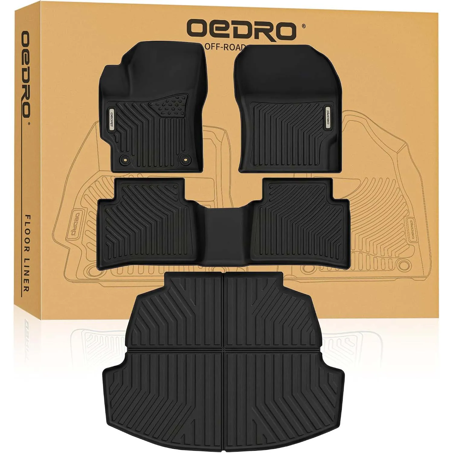 Floor Mats & Cargo Liner Full Set Compatible with Toyota Corolla 2020-2026 All-Weather TPE Custom Fit | High Durability, 1st & 2nd Row with Cargo Mat