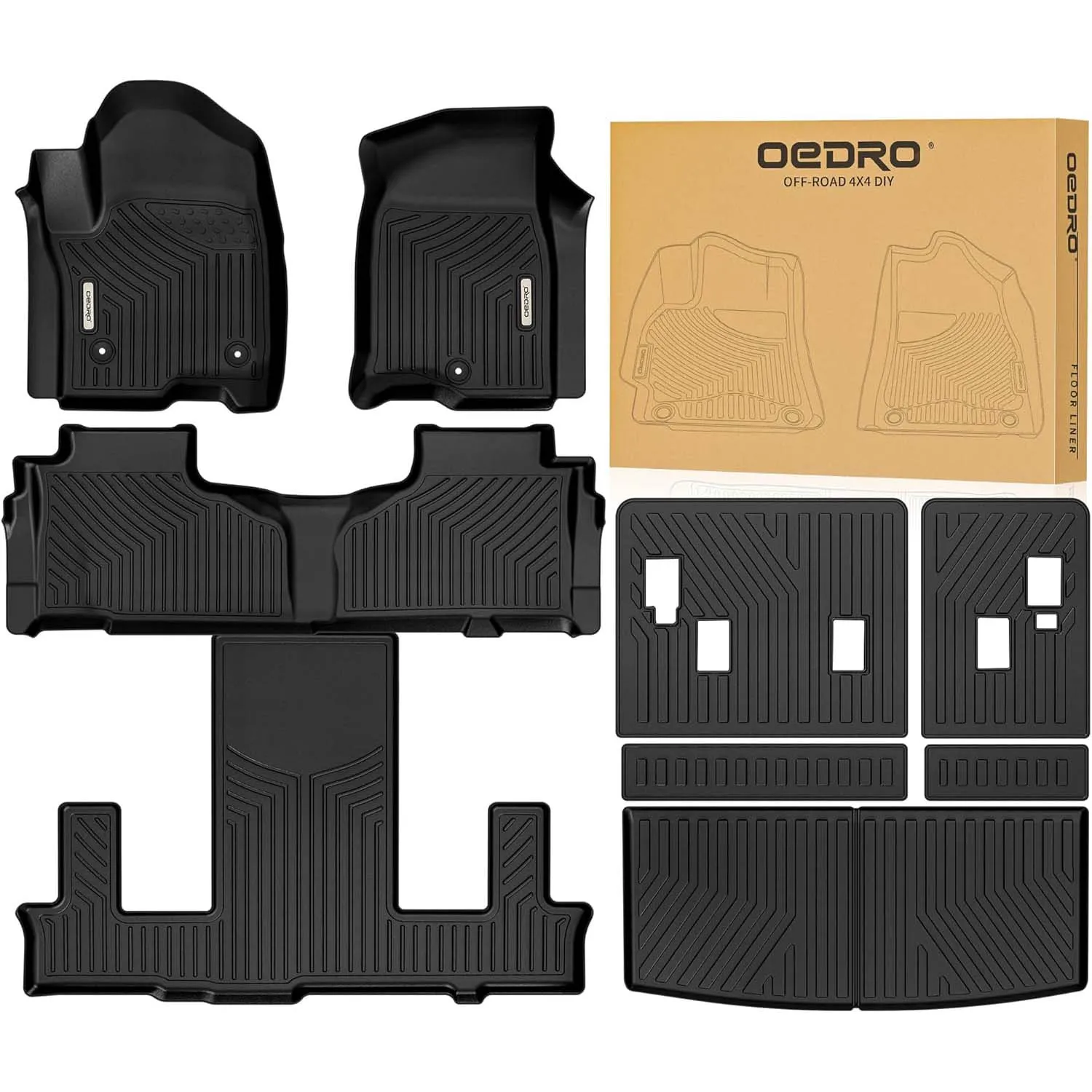 Floor Mats for Chevrolet Tahoe/GMC Yukon 2021-2026 w/ 7-Seat, Custom Fit TPE All Weather Trunk Mat with Backrest for Chevy Tahoe Floor Mats Liner