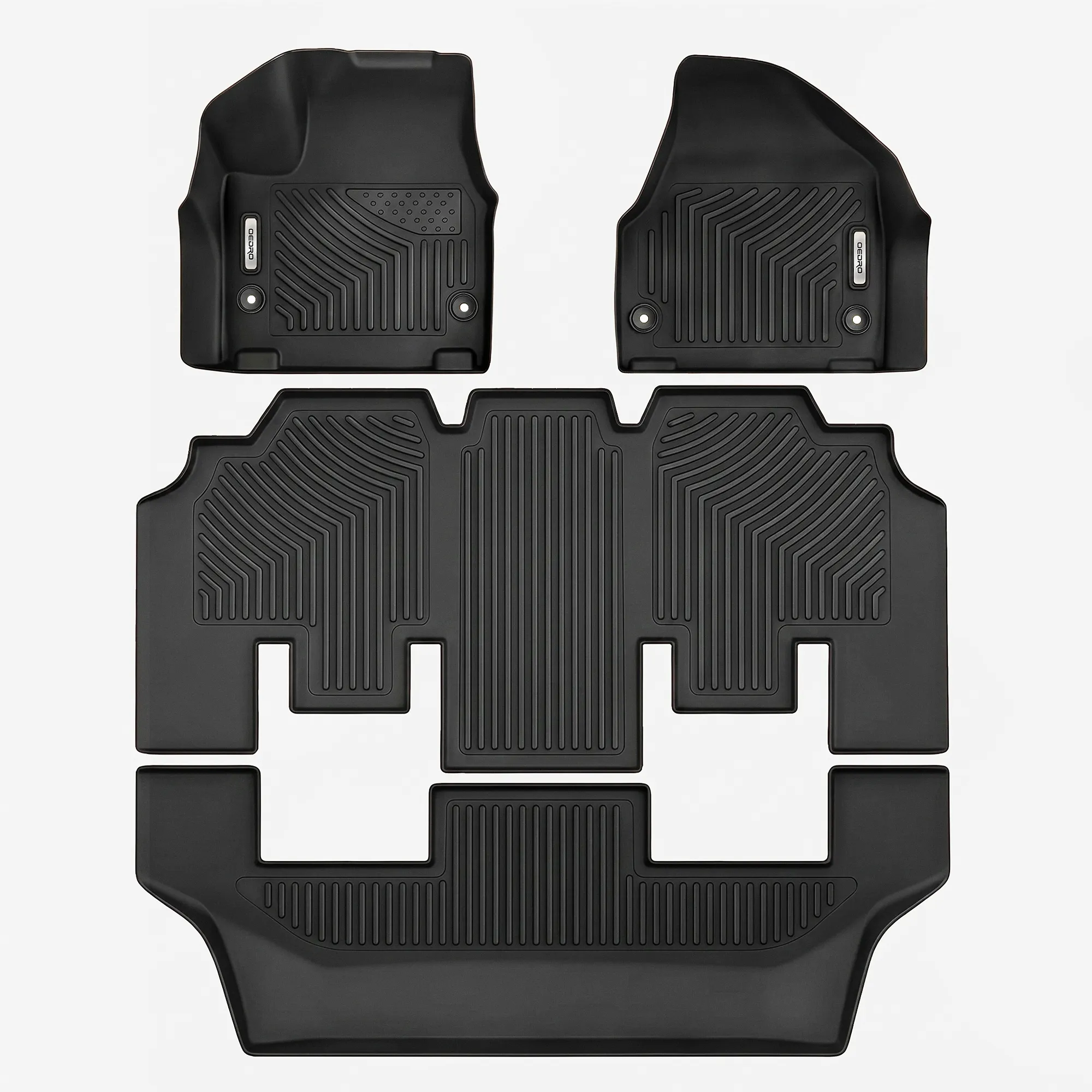 OEDRO Floor Mats for 2017-2026 Chrysler Pacifica (No Hybrid Models), Unique Black TPE All-Weather Full Set Liners