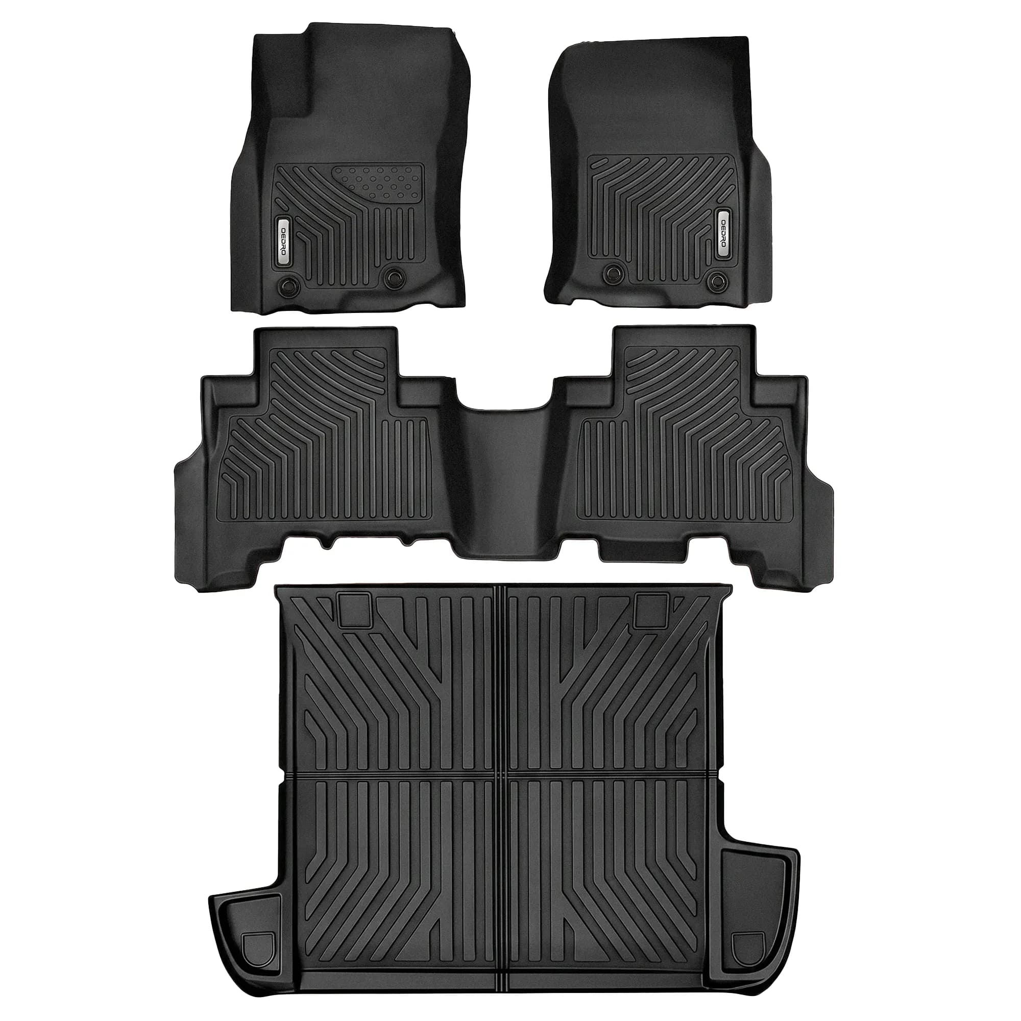 OEDRO Floor Mats Set for 2013-2024 Toyota 4Runner (Not fit 7 Seats ), Unique Black TPE All-Weather Guard Full Set Floor Liners