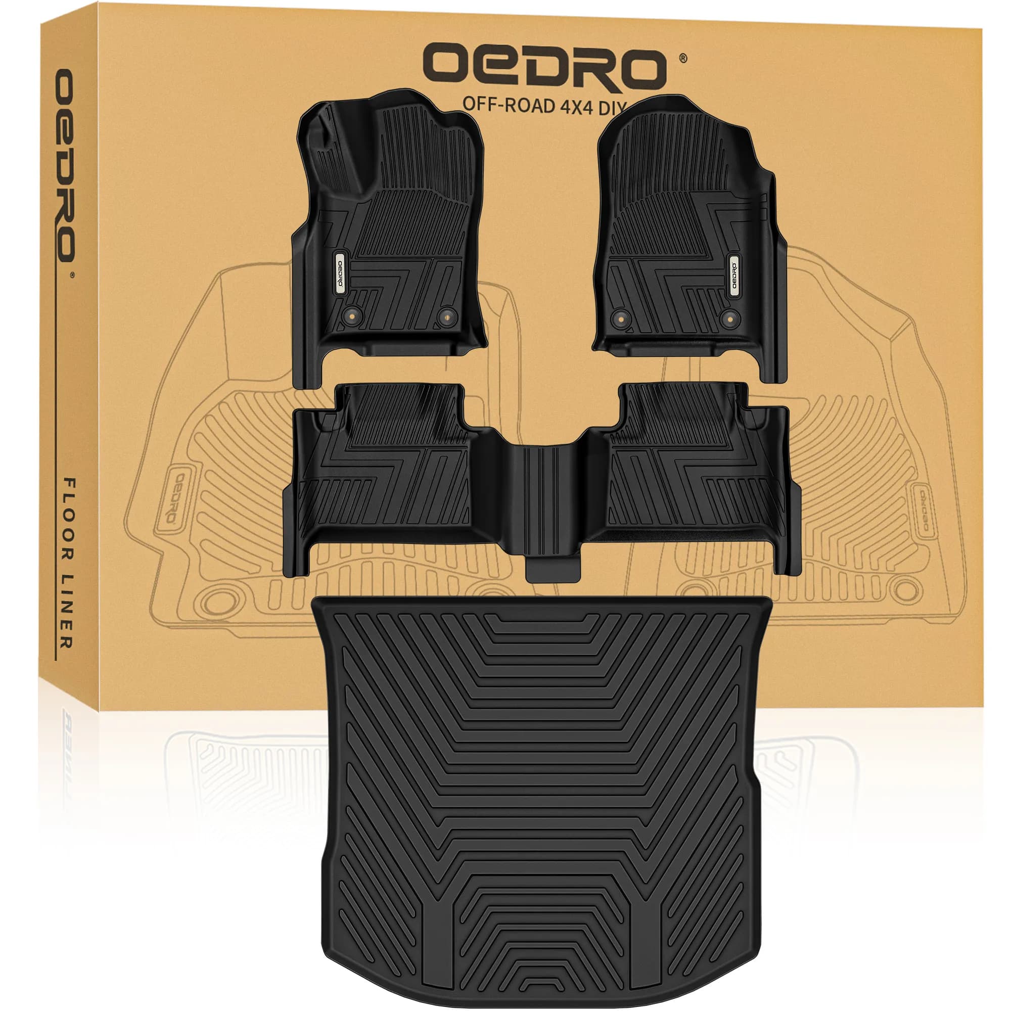 OEDRO Upgraded Floor Mats for 2016-2021 Jeep Grand Cherokee / 2022-2023 Jeep Grand Cherokee WK (Non L Models ), Custom Fit Black TPE All Weather Car F