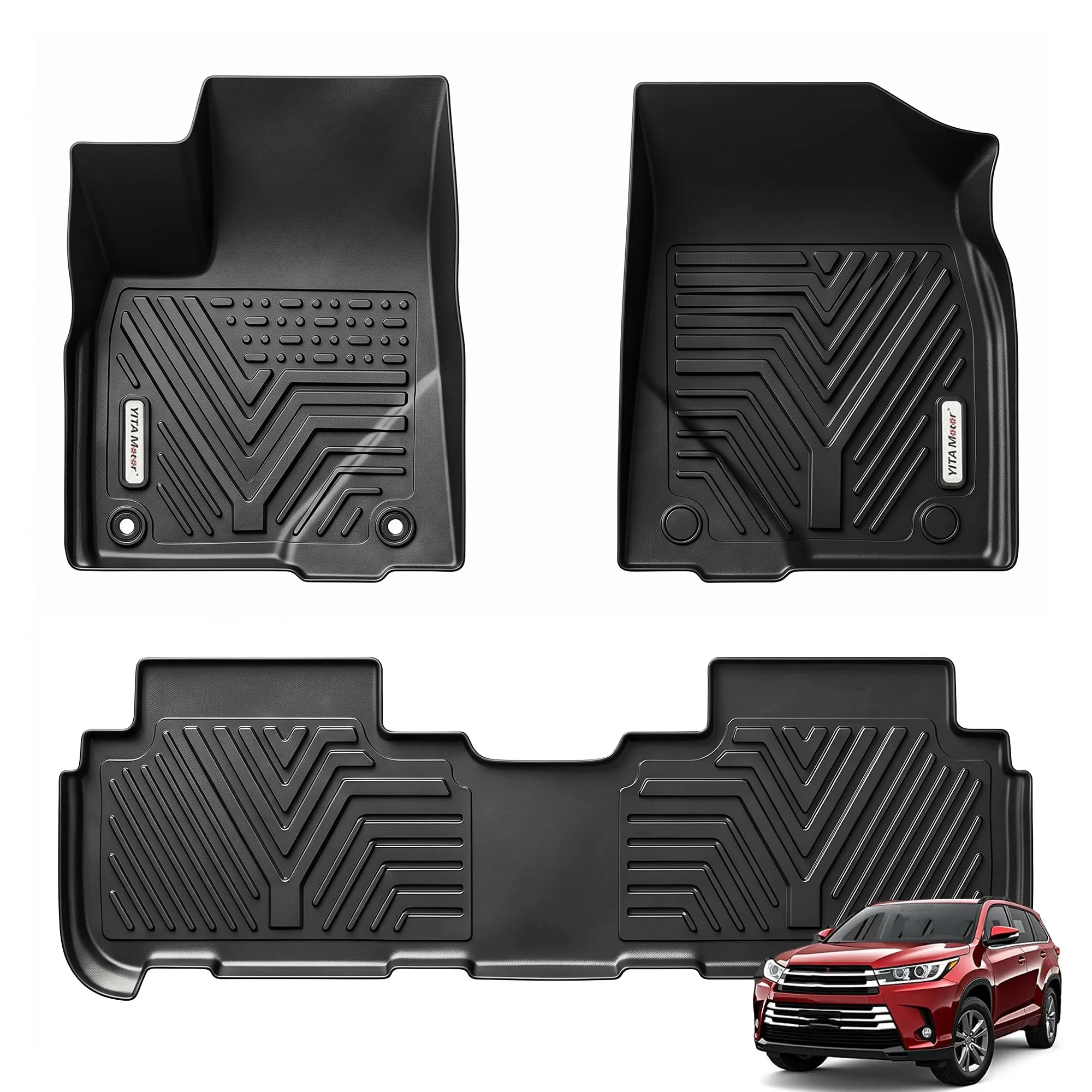 YITAMOTOR Floor Mats for 2014-2019 Toyota Highlander | TPE All Weather Floor Liners